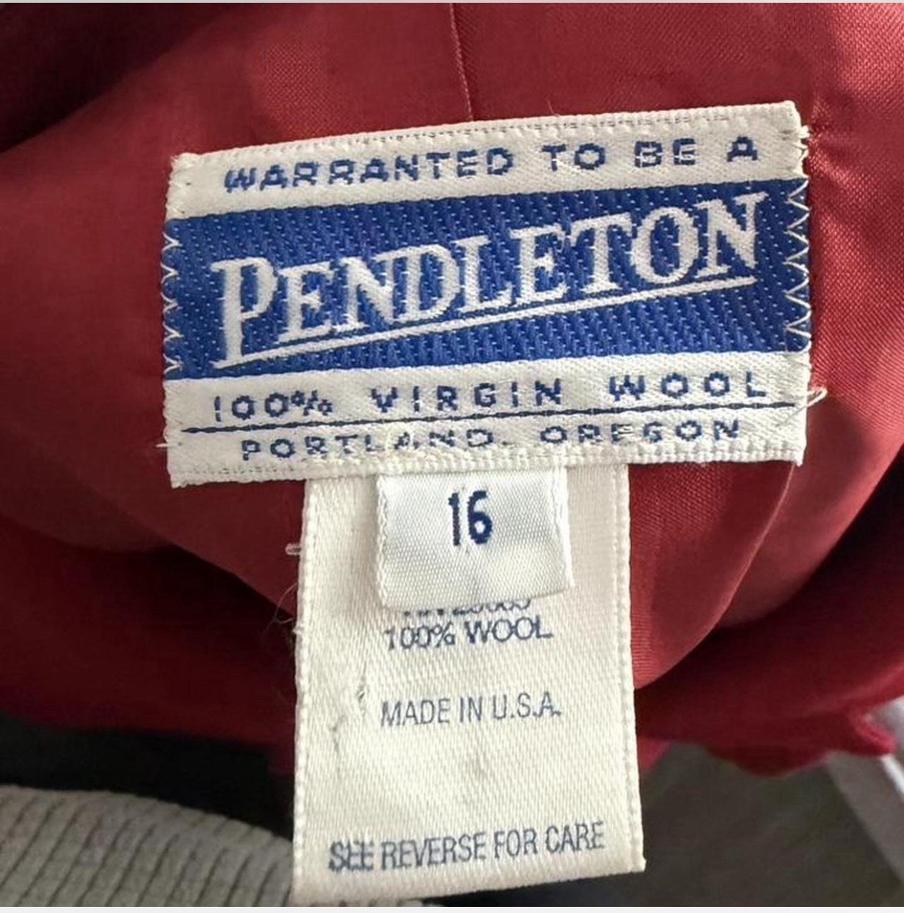 Pendleton 100% Virgin Wool Red Suit Jacket Blazer Size 16 Regular Classic Style