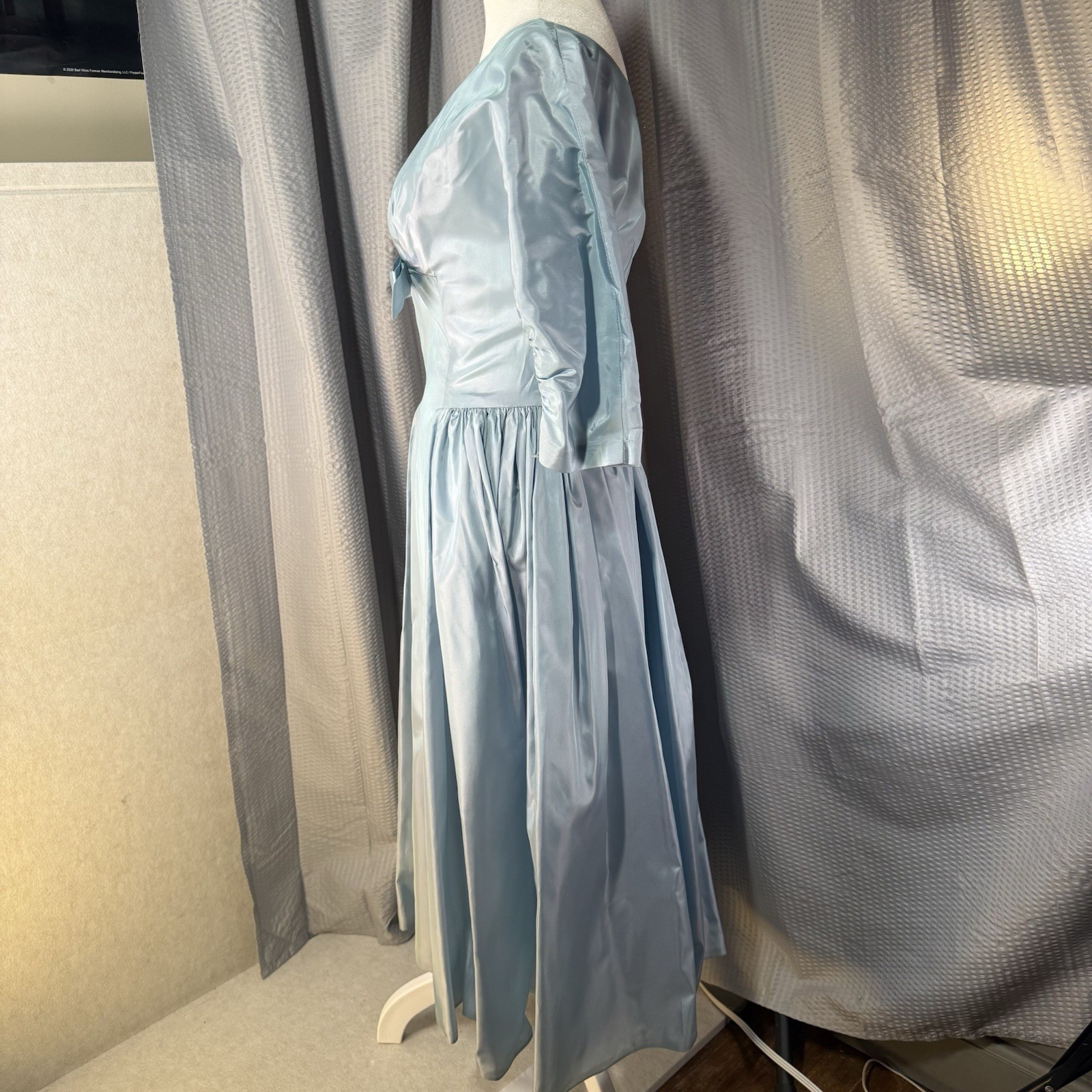 Harry Keiser Party Dress Cocktail Powder Blue Taffeta Tea Length Vintage 1950s