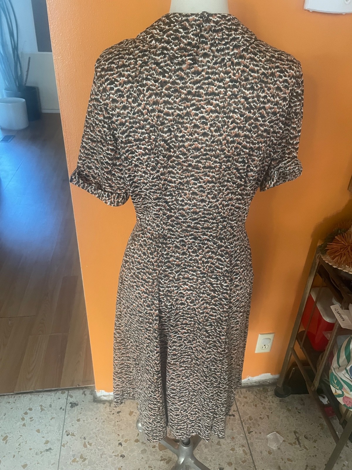 Vintage Nylon Jersey Front Zip Day Dress 1950s 50s 1960s 60s Sz m Mad Men
