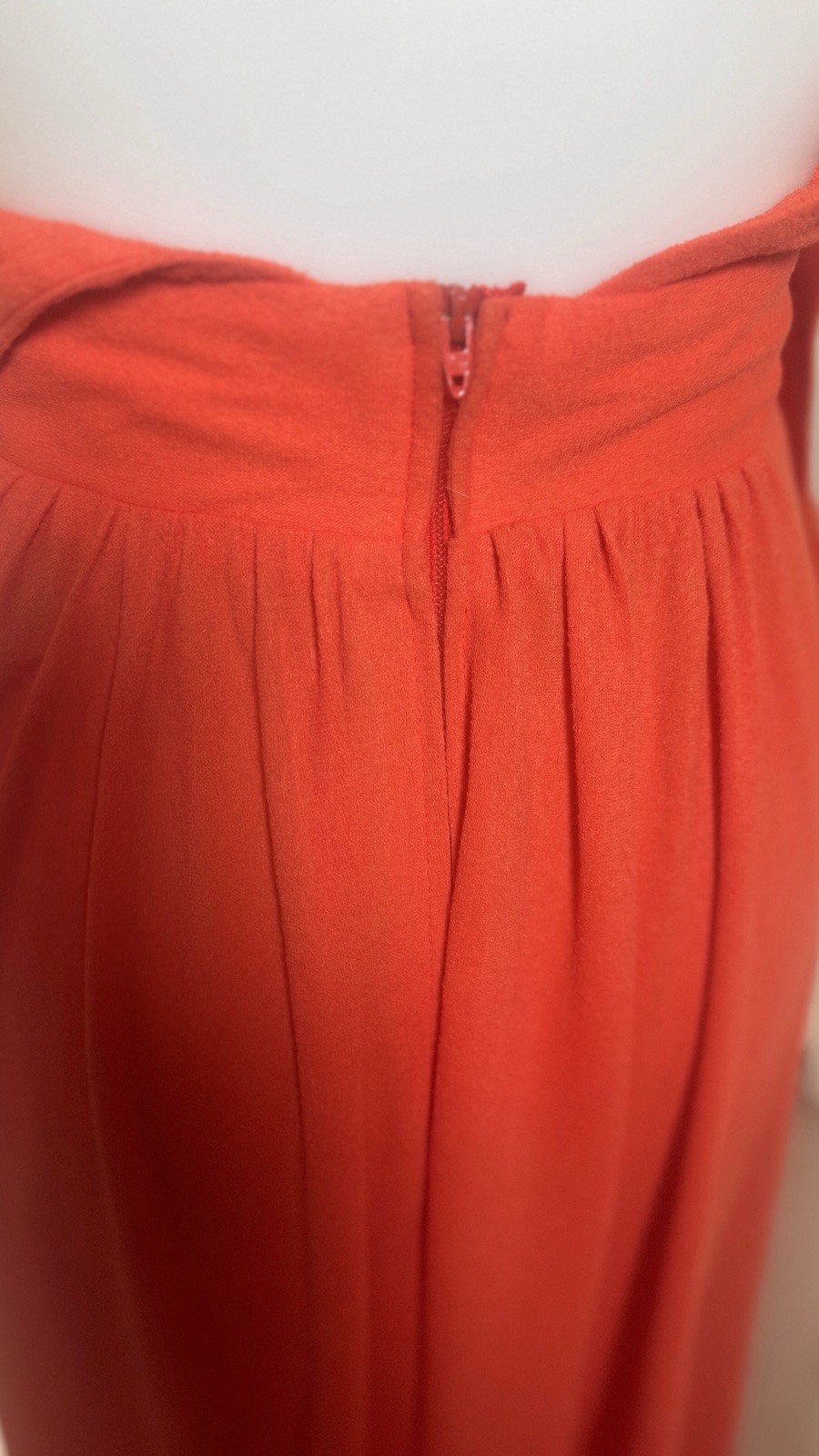 VTG Climax by David Howard Feather Neck Halter Dress Womens Size 5/6 Coral