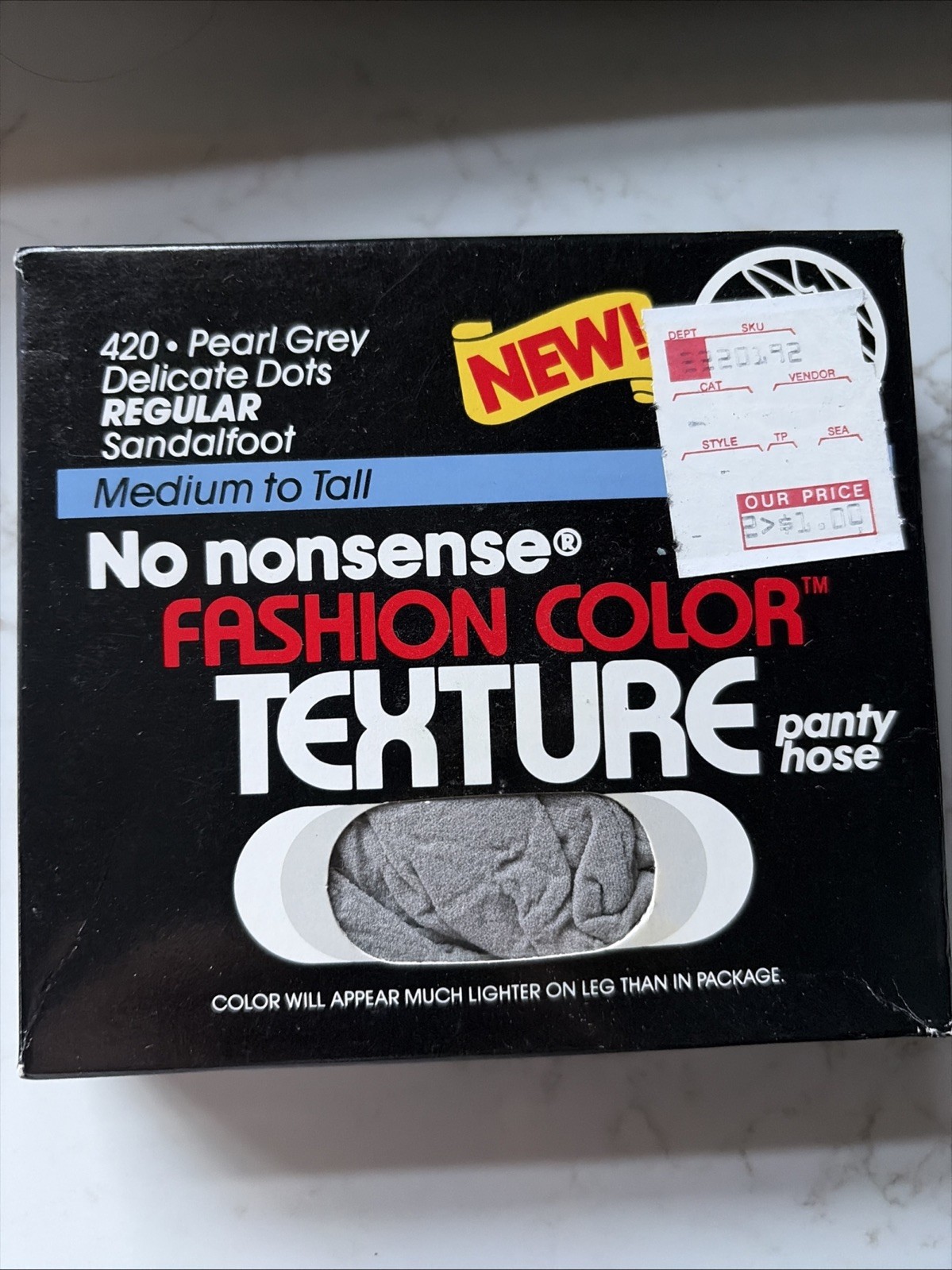 420 No Nonsense Fashion Color Texture Pearl Grey Honeycomb Pantyhose Medium/Tall