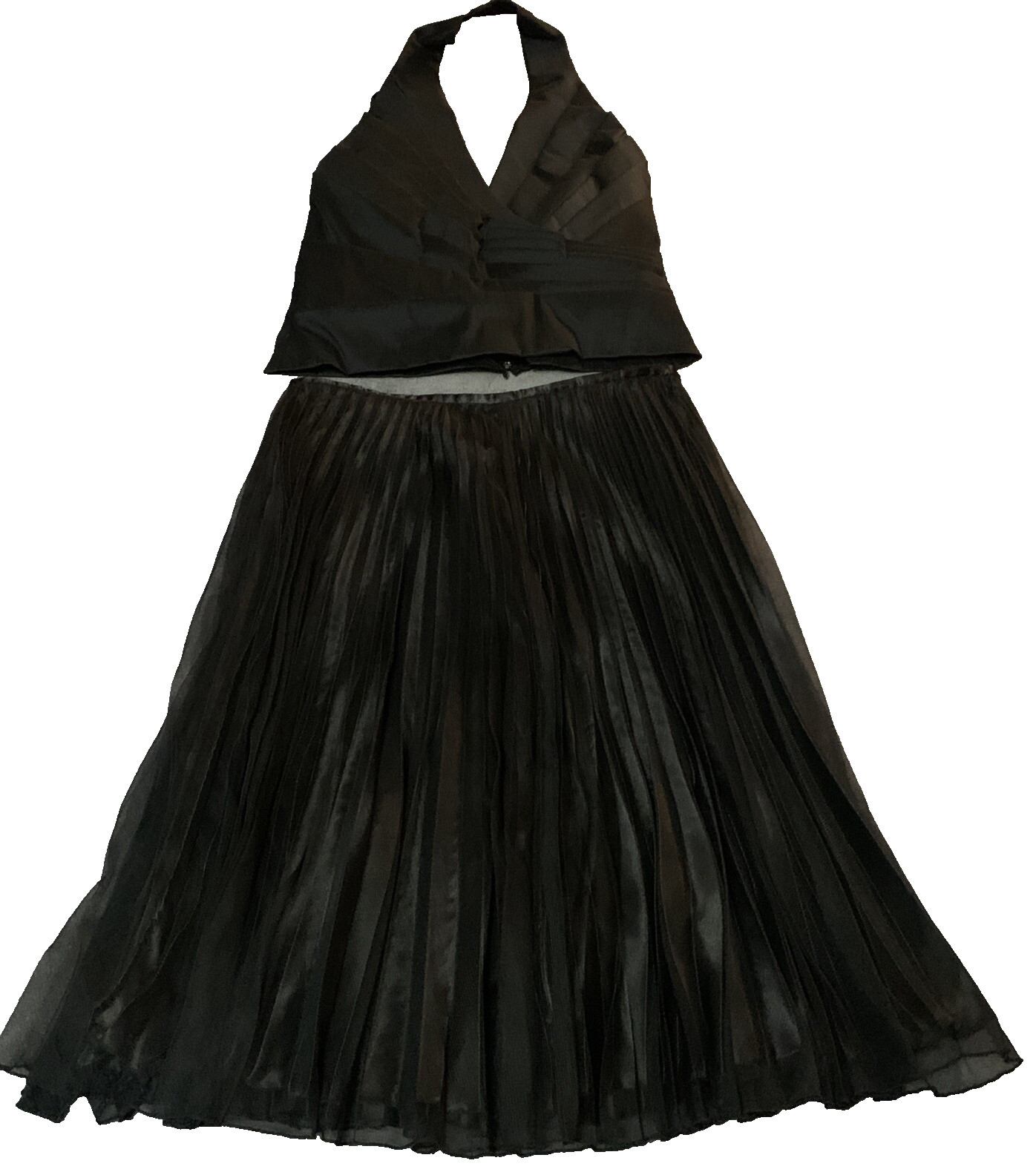 Vintage Tadashi Ladies 2 Piece Halter Dress Size 8 Pleated Skirt Marilyn Monroe
