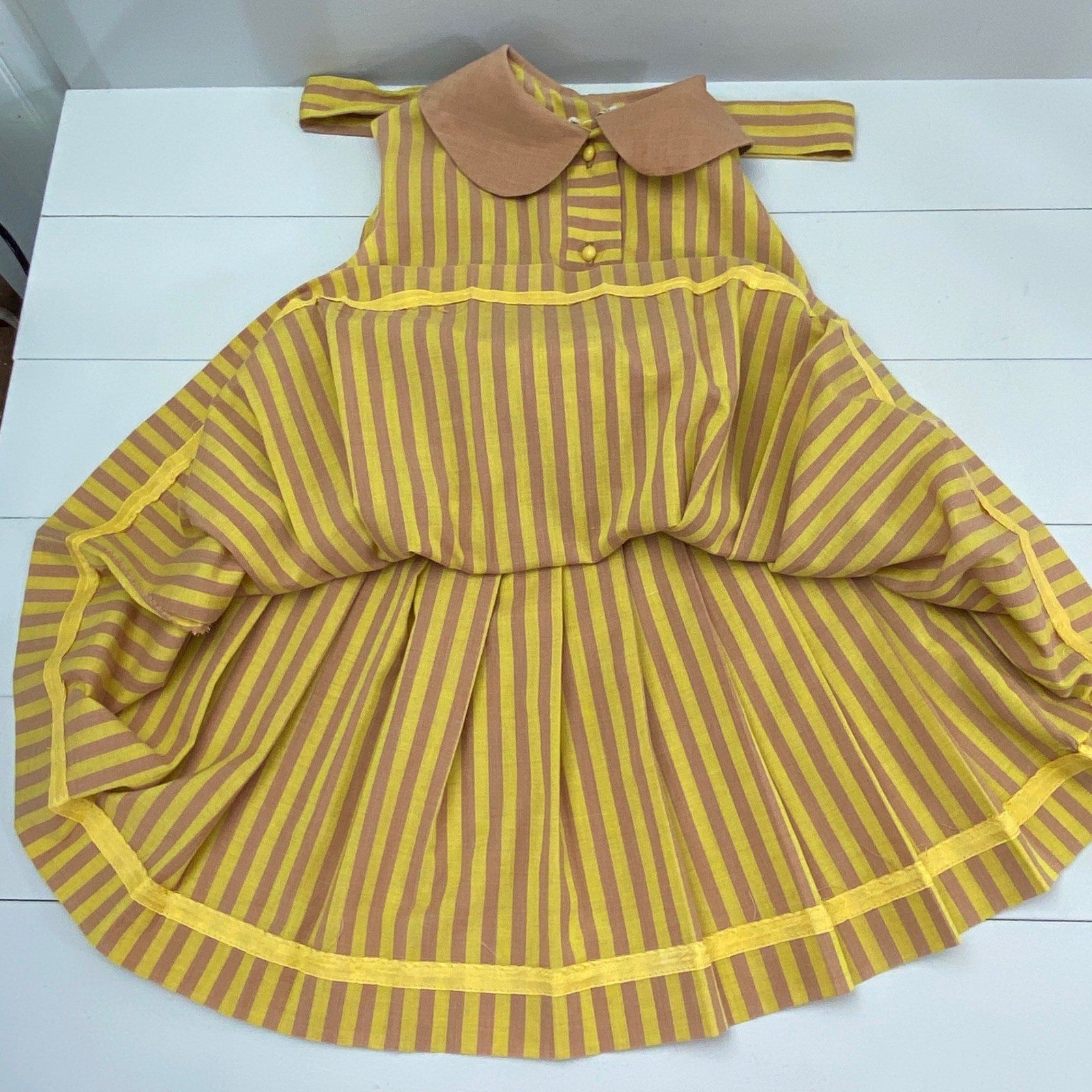 Vintage 60s Pacemaker Juniors Striped Drop Waist Pleated Dress Size XS Small Mod
