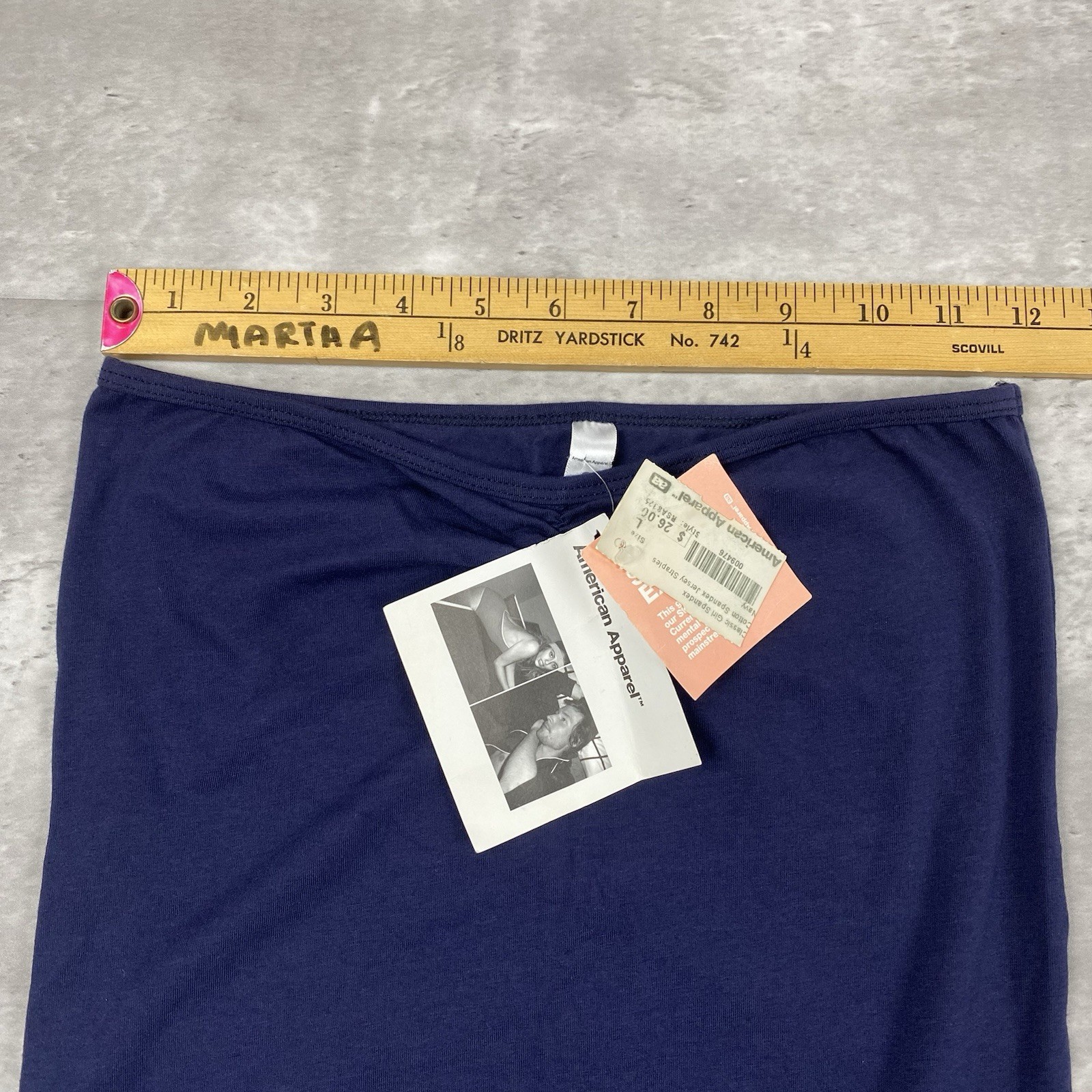 vintage AMERICAN APPAREL bodysuit Classic Girl Spandex strapless navy blue y2k