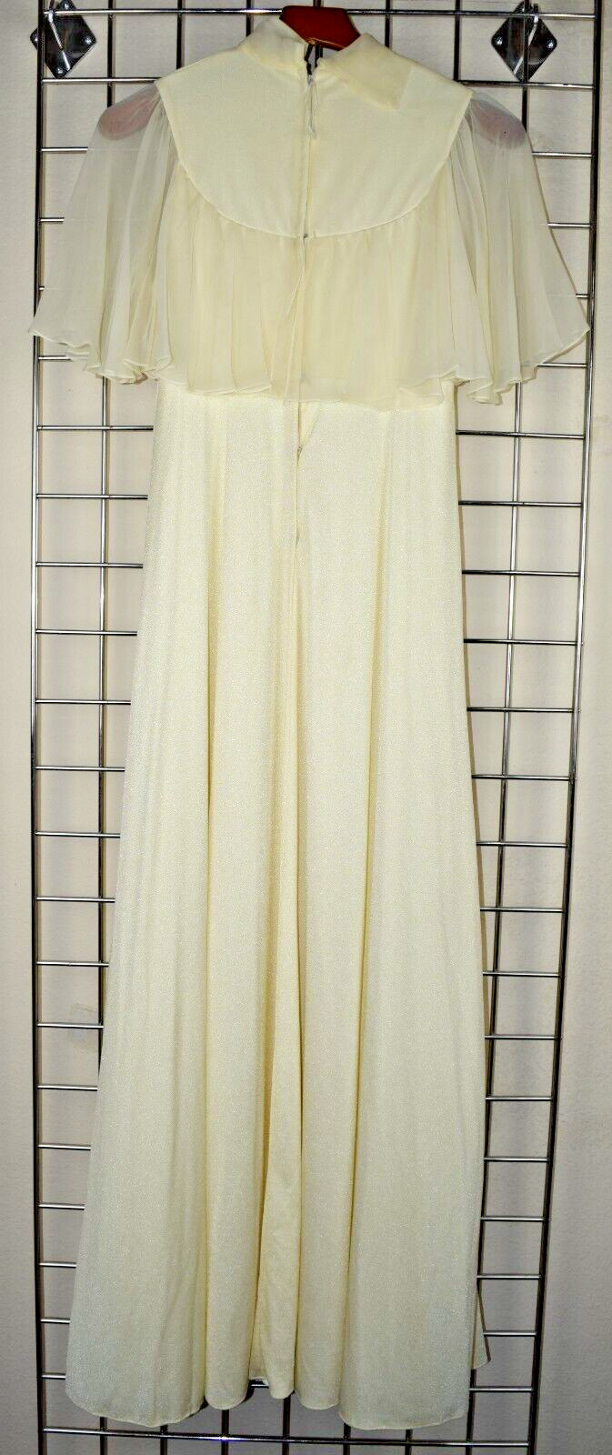 Vintage Dress Size S 50s Palest Yellow Sheen Sheer Batwing Sleeves Soft Flowy