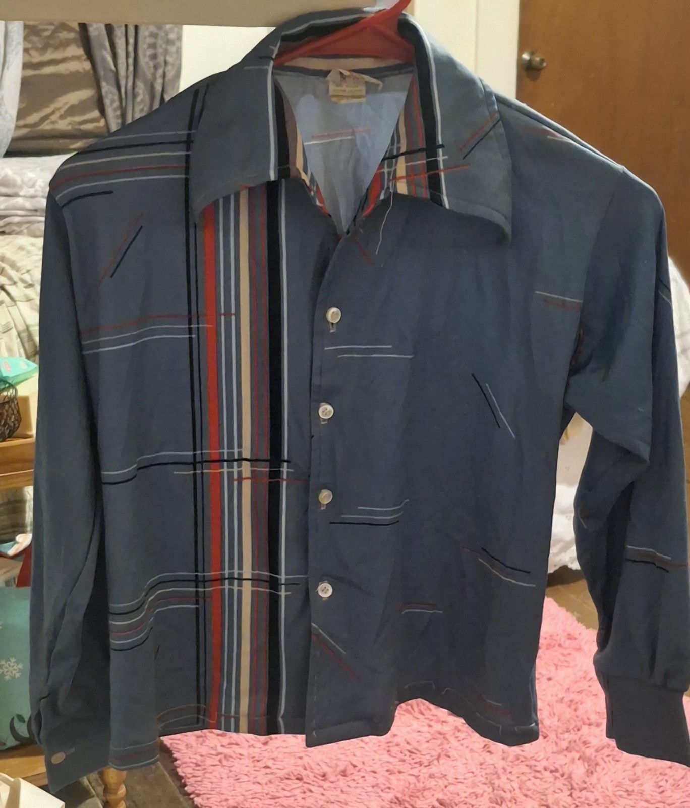 Vintage 70s Puccini Styled by Hogan Disco Shirt Dagger Collar Crop Top Women&rsquo;s 8