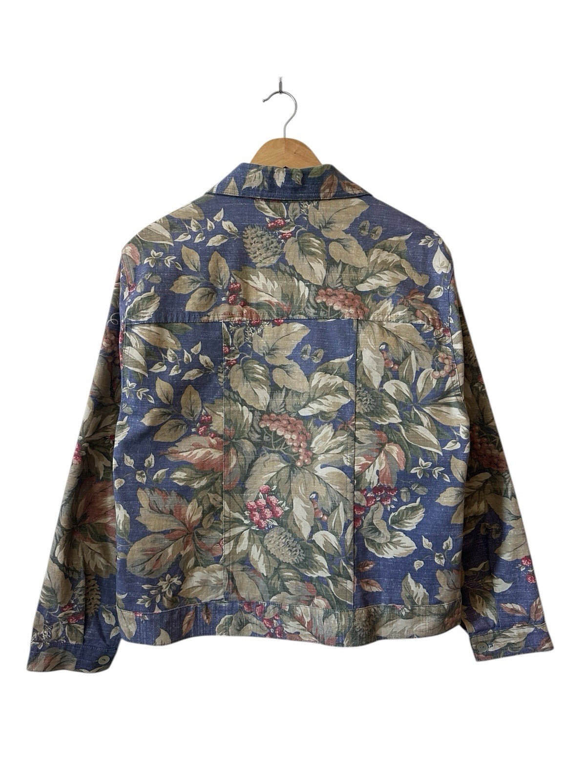 Vintage Norm Thompson Floral Lightweight Denim Jacket Size Medium All Over Print