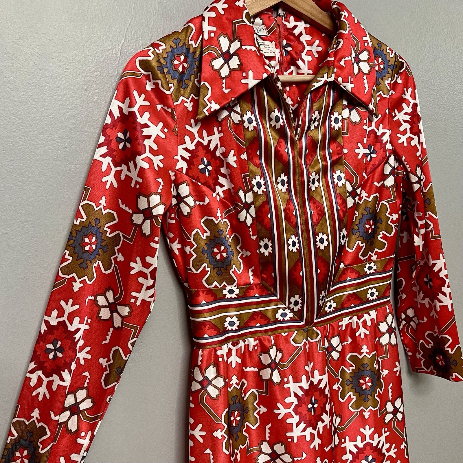 VTG 60s Emilio Pucci? Lord & Taylor Snowflake/Geometric Print Long Dress Size 11