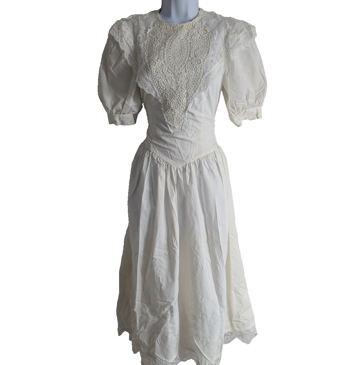 Jessica McClintock Gunne Sax Dress Womens 5/6 Vintage 80s Victorian Lace Prairie