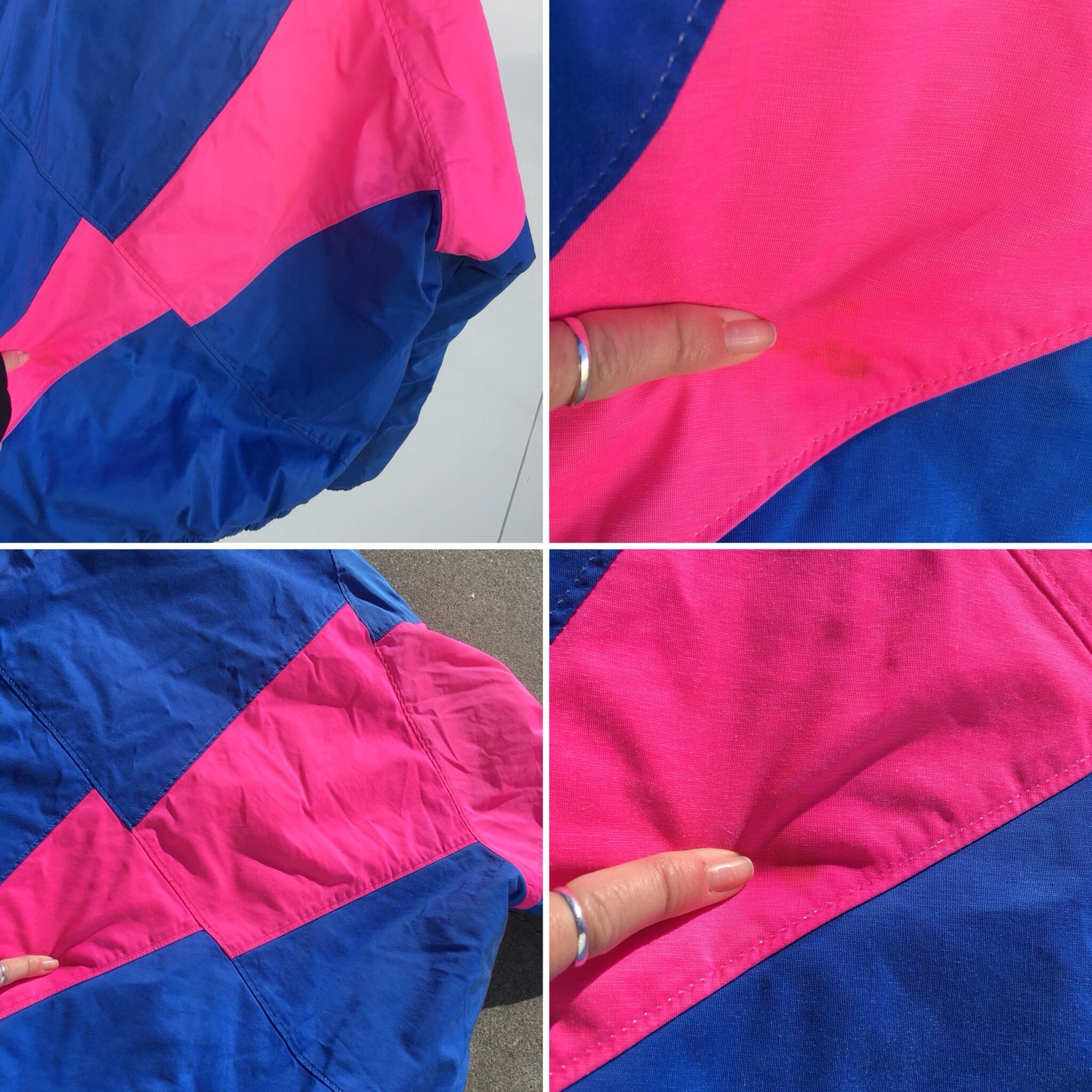Vintage Color Block Jacket Blue Yellow Neon Pink Gymnastics Lightning Size M