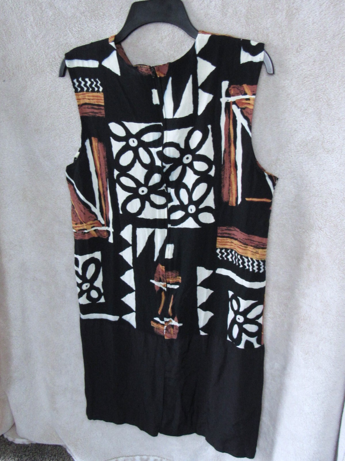 80s Mod Shift Dress Geometric Abstract Tribal Womens Size 12 TINA BARRIE Retro