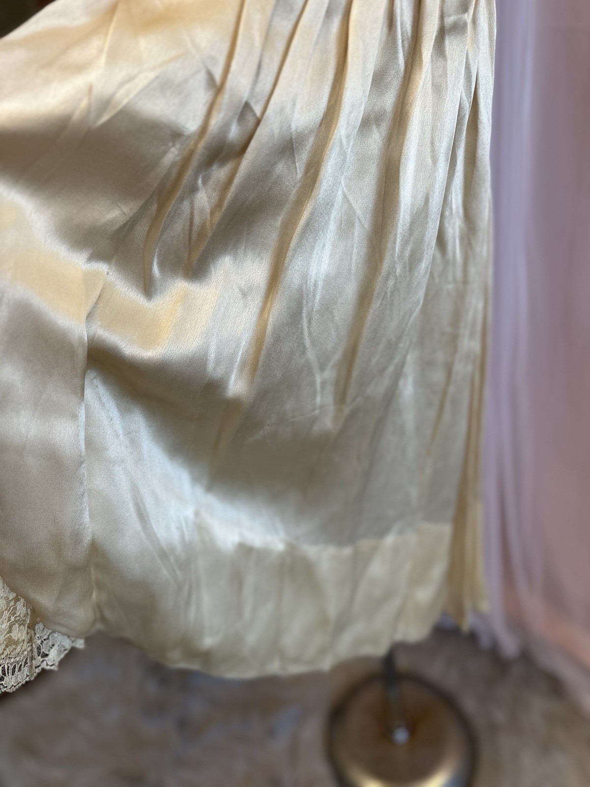 Vintage Antique 20s Flapper Wedding Dress Ivory Lace Drop Waist As Is S