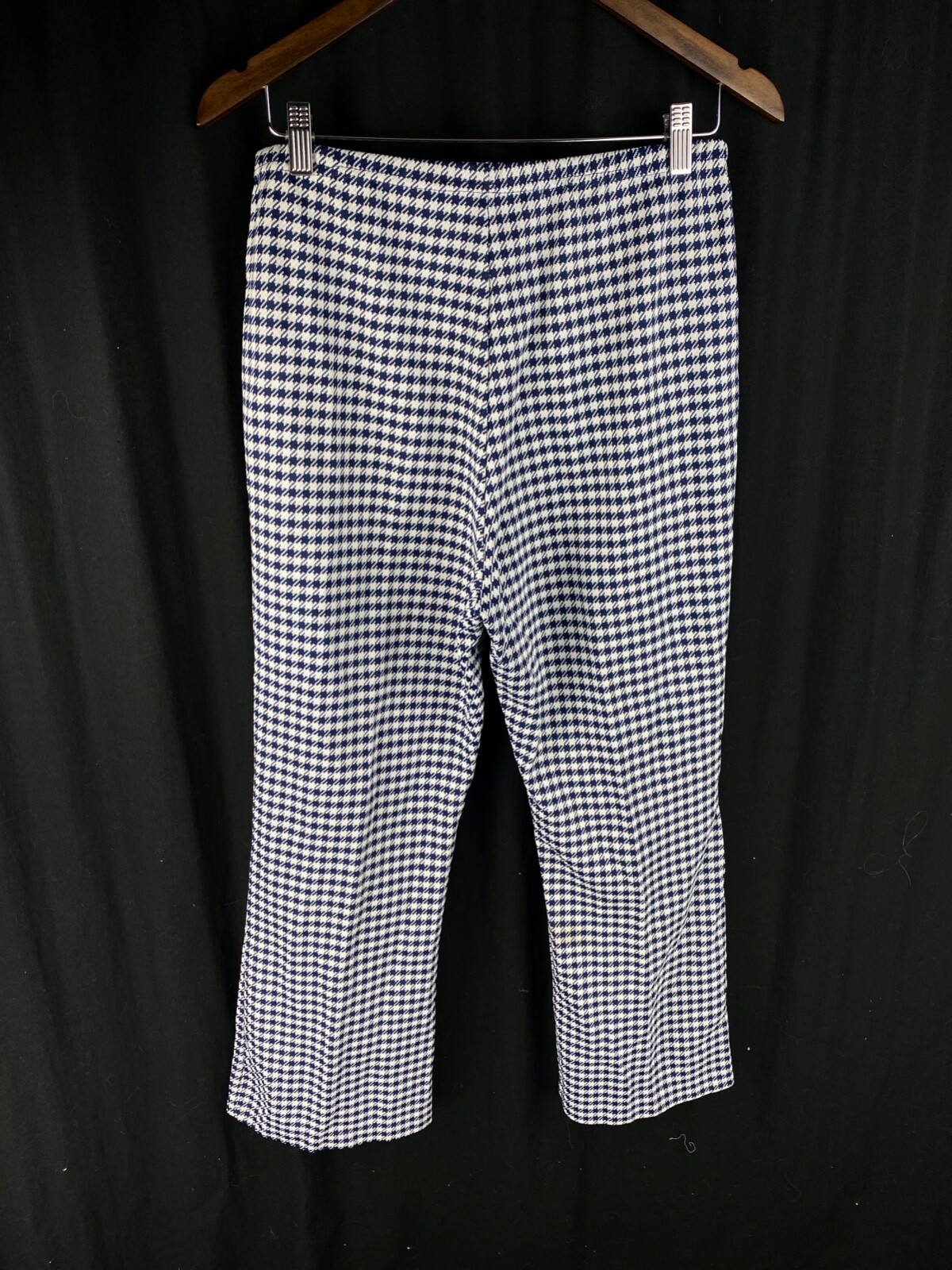 60s 70s Houndstooth Gingham Disco Flare Bell Bottom Pants (Fits 28×27) Hippie