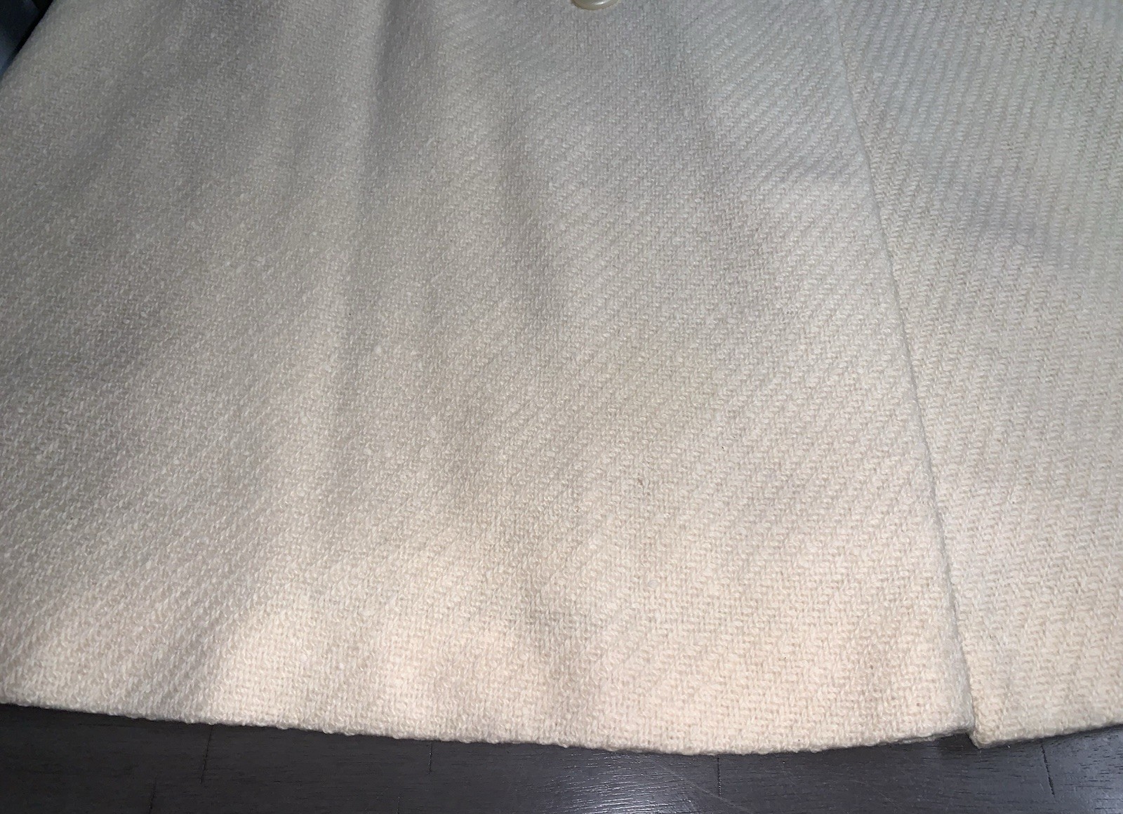A5 60s CREAM UNION WOOL CAPE CLOAK DOUBLE BREASTED LARGE BUTTONS SZ 10/12 L/XL