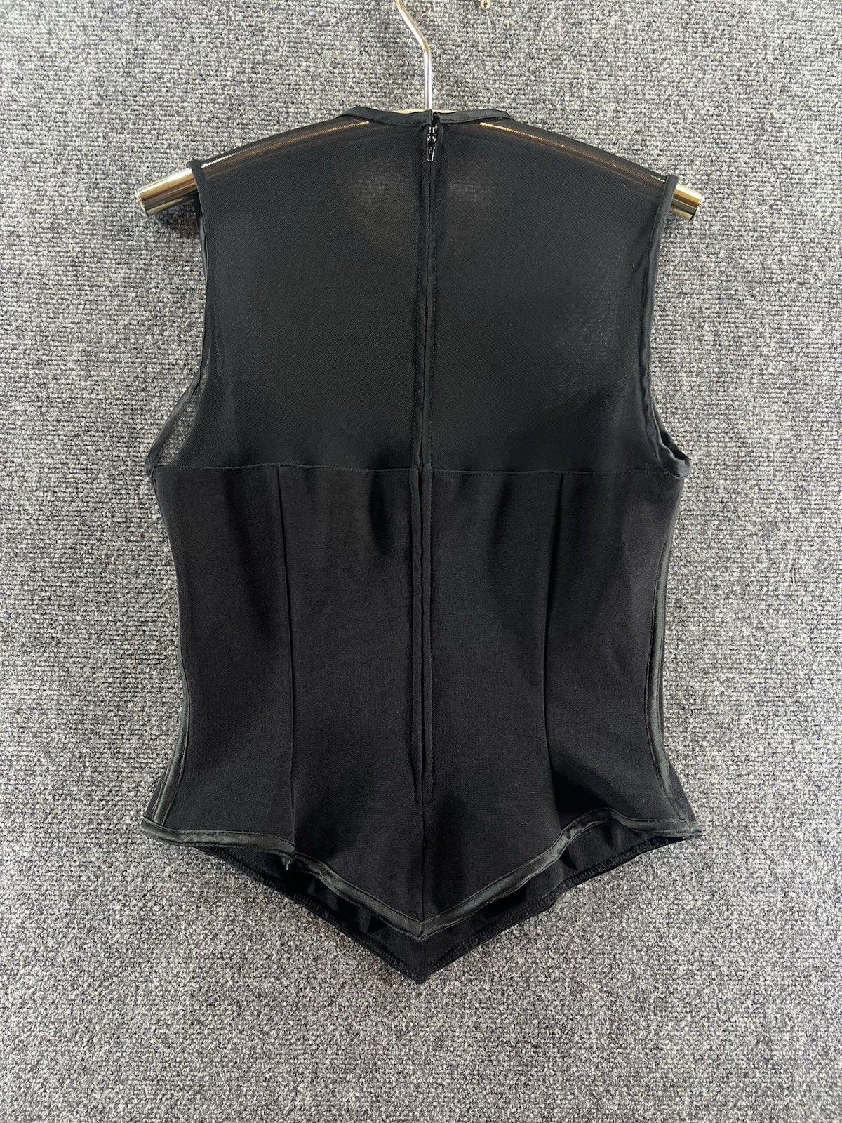 Vtg 90s Cache Mesh Bustier Ribbing Tank Top XL Glam Whimsigoth Grunge Sexy Y2K
