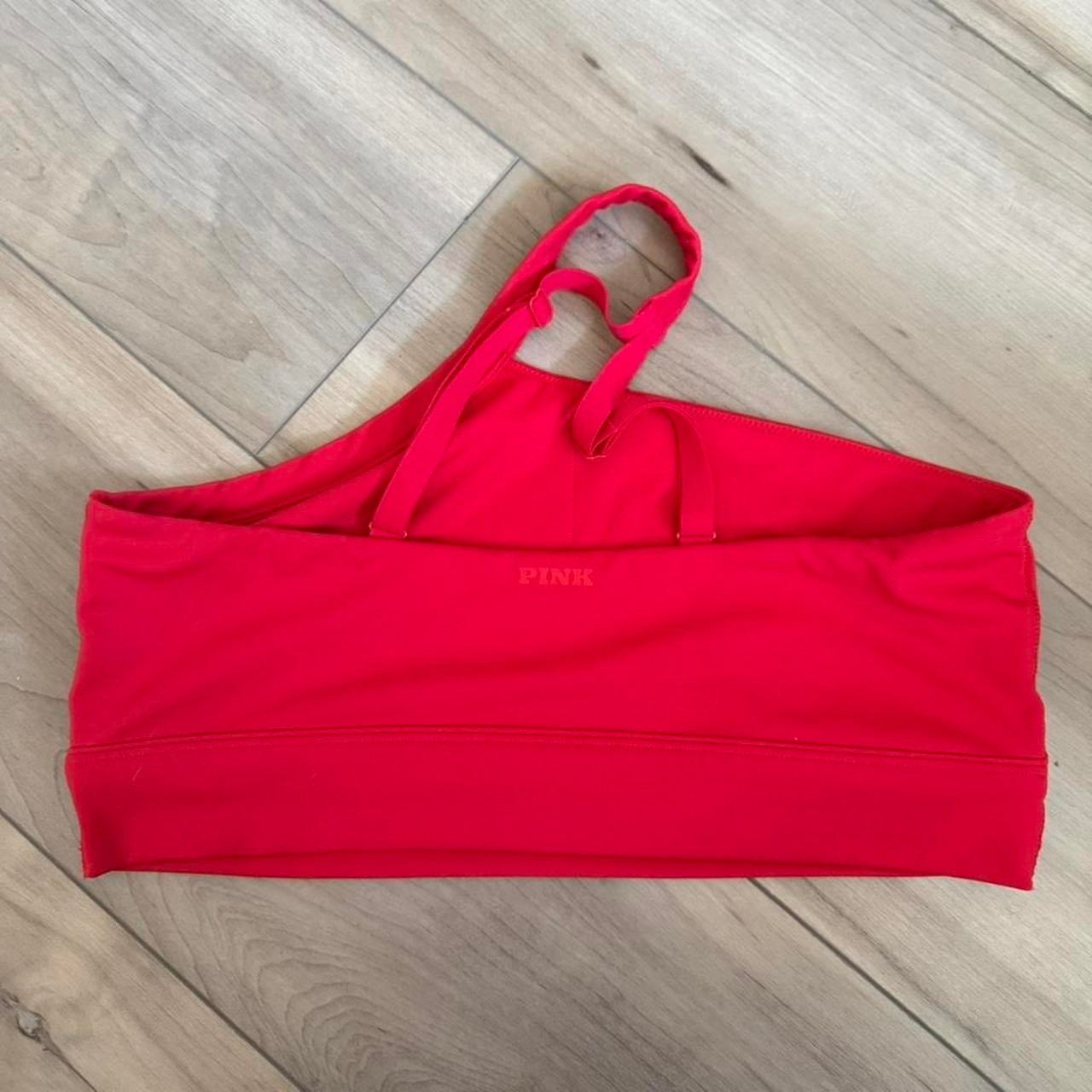 Red Victoria&rsquo;s Secret PINK sports bra Size XL Asymmetrical style hot summer