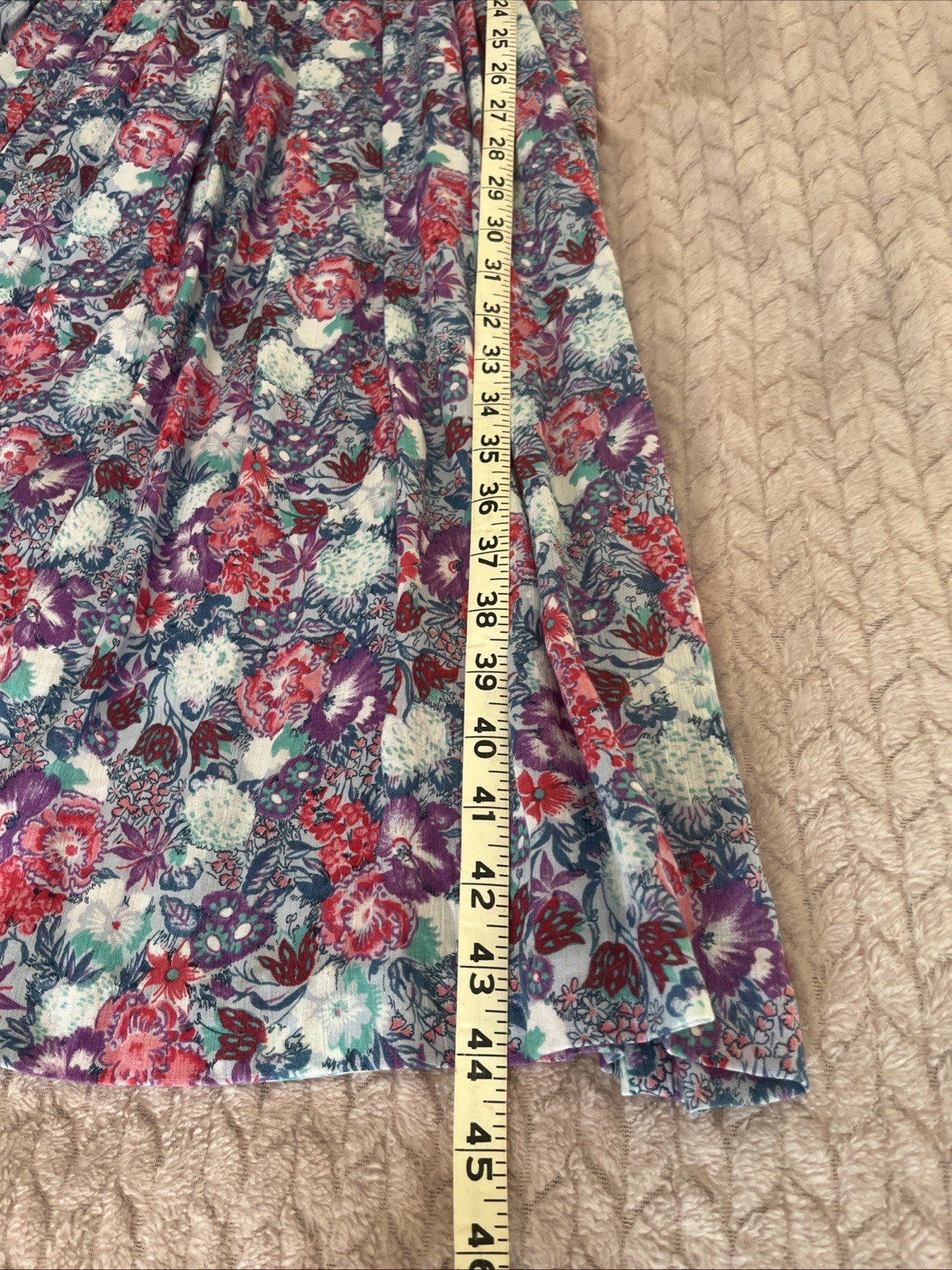 Vintage 1980&rsquo;s Janet Simmons Purple Floral Rayon Knee Length Dress Size 8 Retro