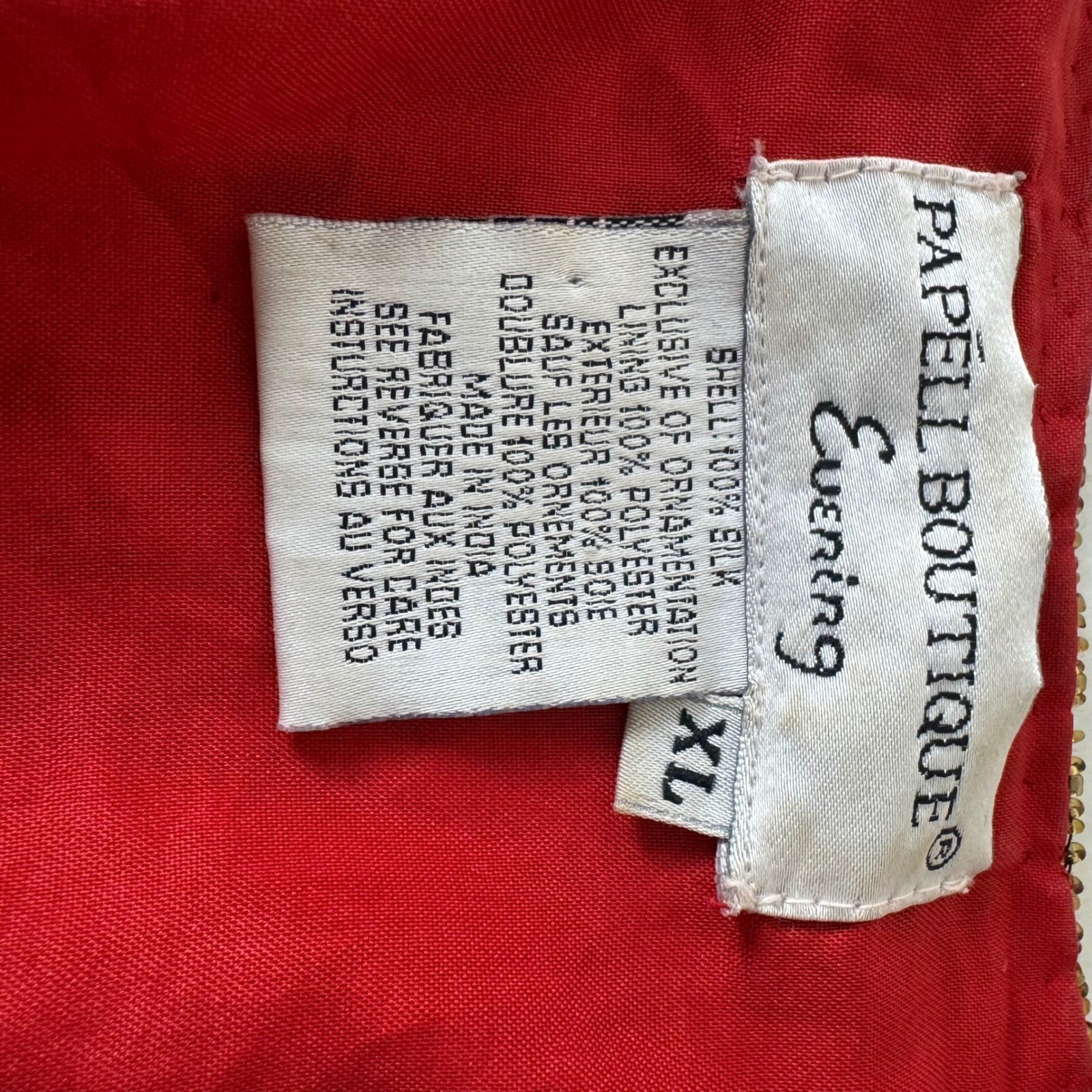 Papell Boutique Vintage Red Silk Beaded Sequin Jacket XL Eclectic Grandmacore