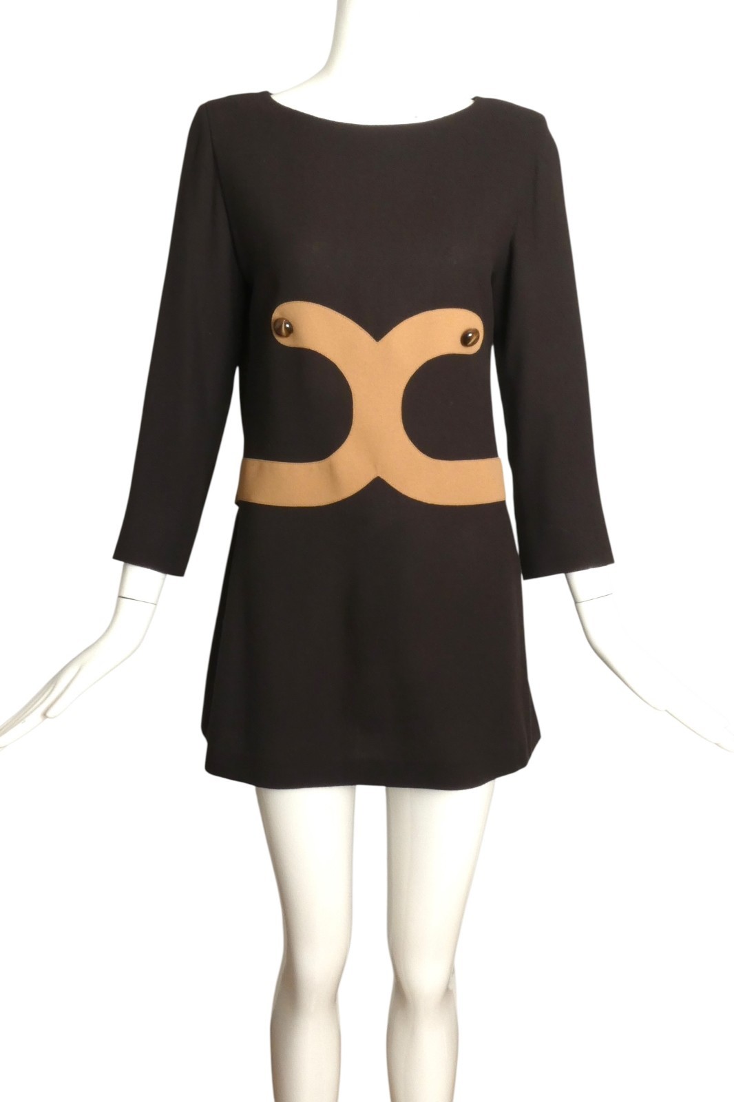 PIERRE CARDIN- 1990s Wool Crepe Shift Dress, Size 4