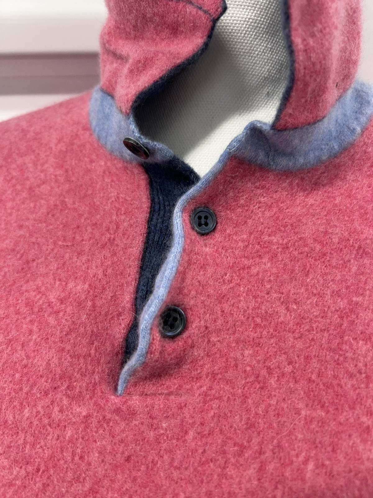 Dalmine Uomo Vintage Button Neck Sweater Medium Cashmere Wool Italy