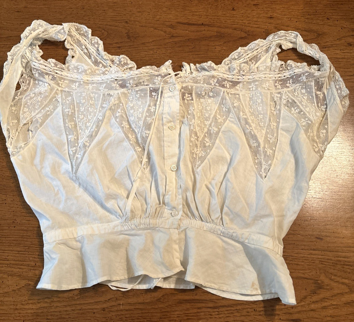 ANTIQUE VICTORIAN EDWARIAN CAMISOLE CORSET COVER LACE COTTON S Grannycore Read