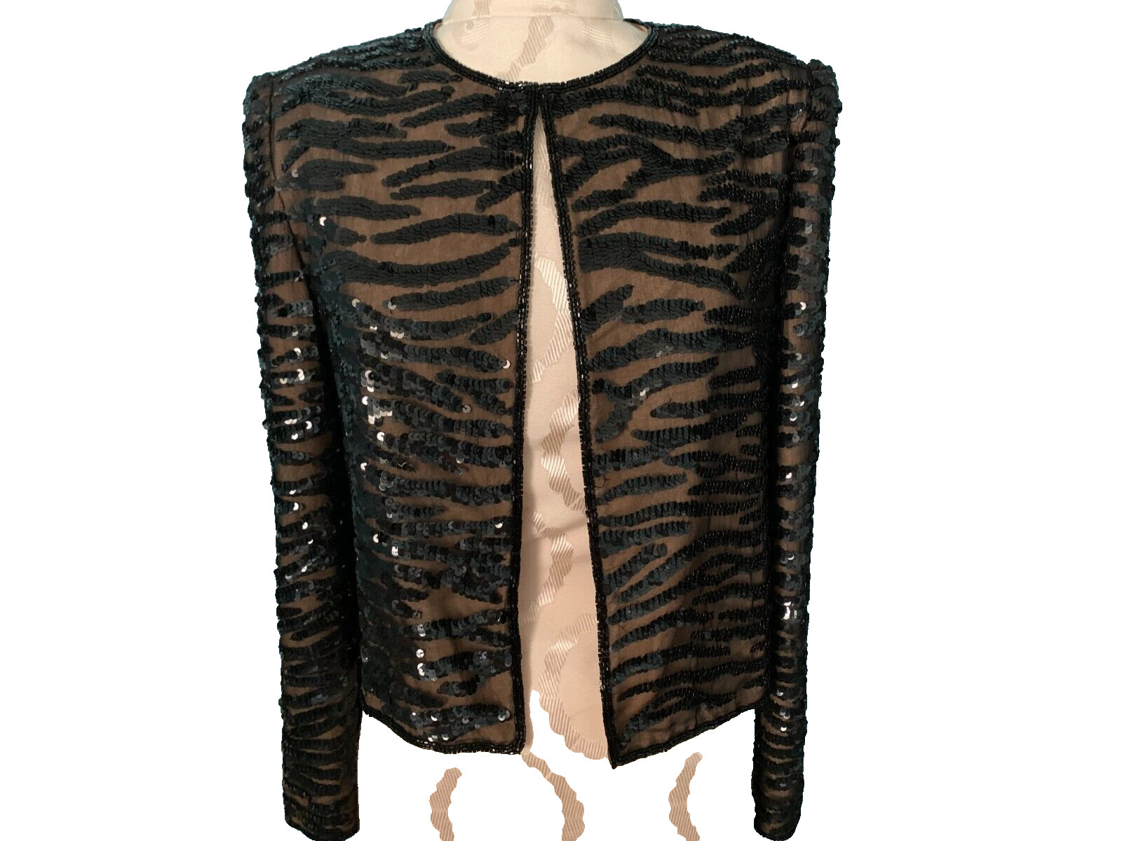 VTG ANDRETTA DONATELLO Jacket Black Sequin Gold Lined Long Sleeve Women&rsquo;s Top XS