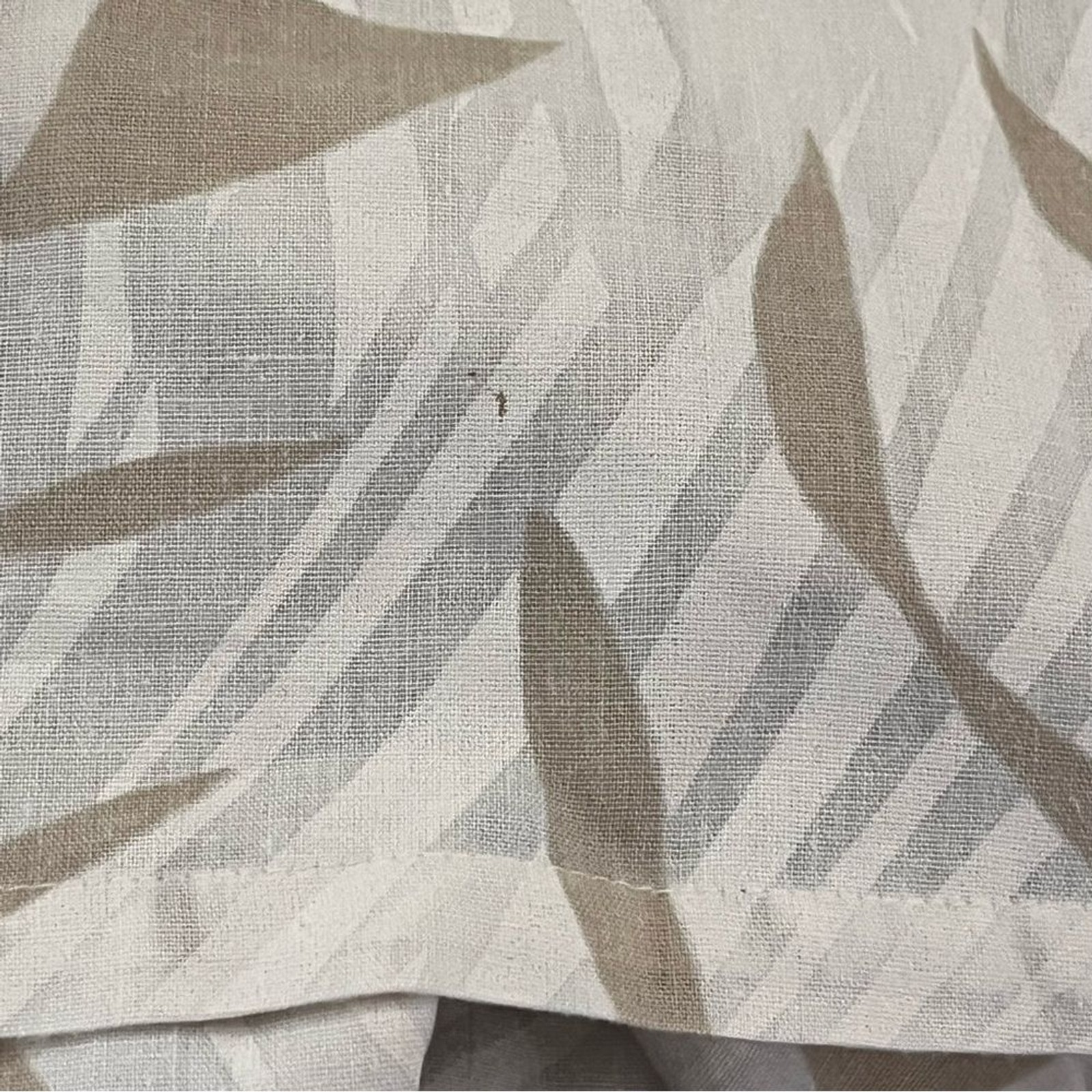 Vintage 80s Judy Bond Tropical Button Up Blouse Padded Shoulders Beige White 18