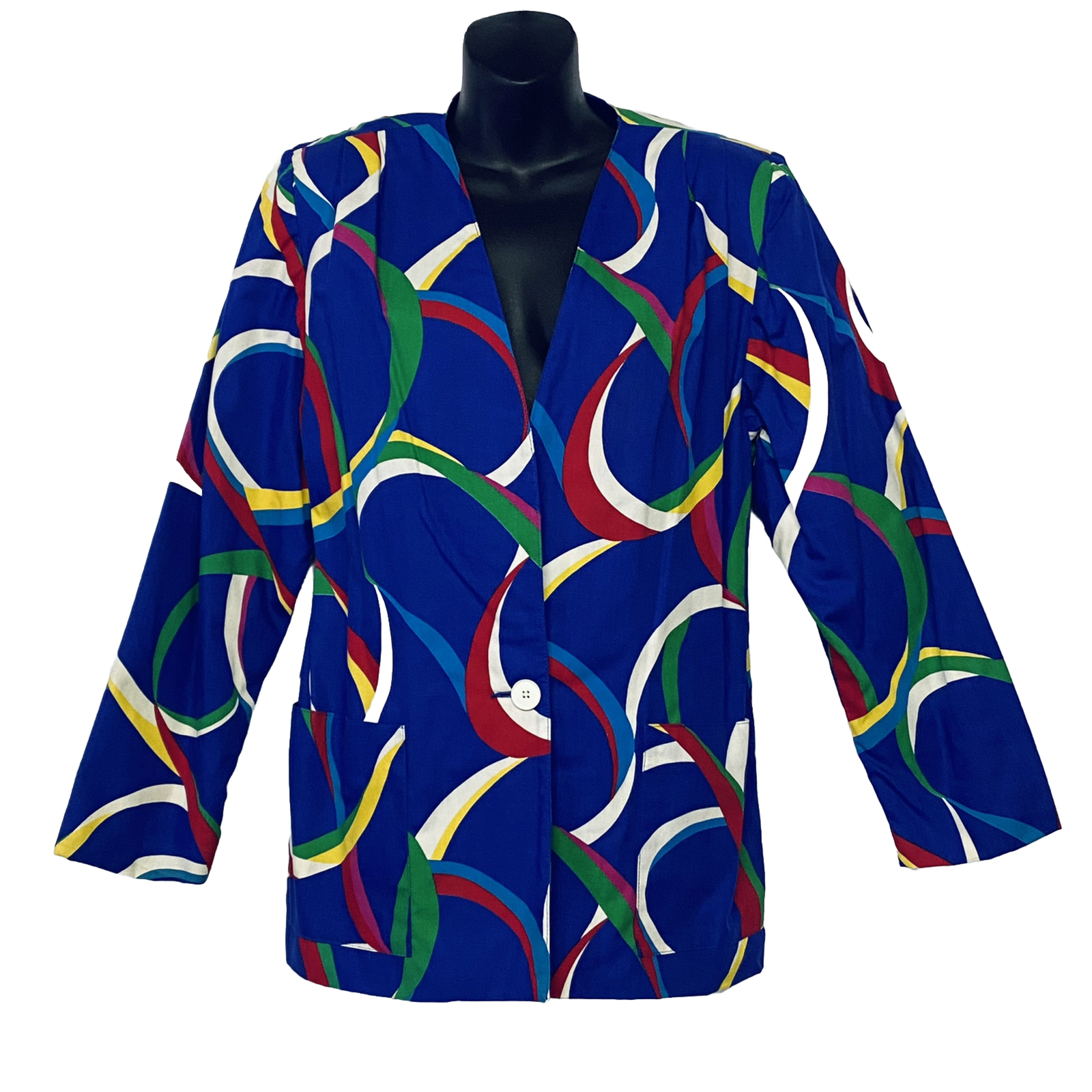 Vintage Peter Popovitch Retro 1980&rsquo;s 90&rsquo;s Multicolor Swirl Blazer Jacket M / L