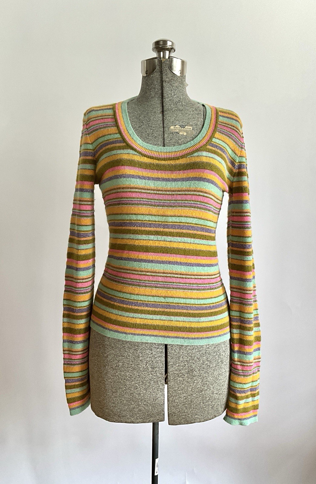 Vintage 1990&rsquo;s Christian Lacroix Bazar Pastel Metallic Striped Knit Sweater Top
