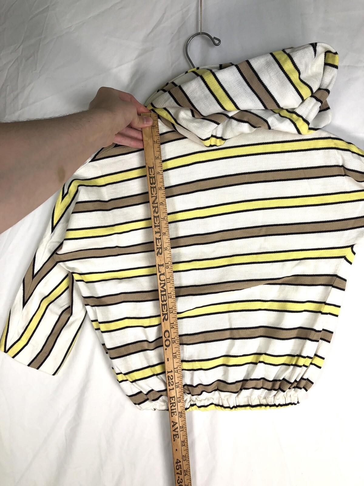 VINTAGE Hoodie Beach Cover Up KNITMASTER 60s Womens Small Terry Cloth Stripe J23