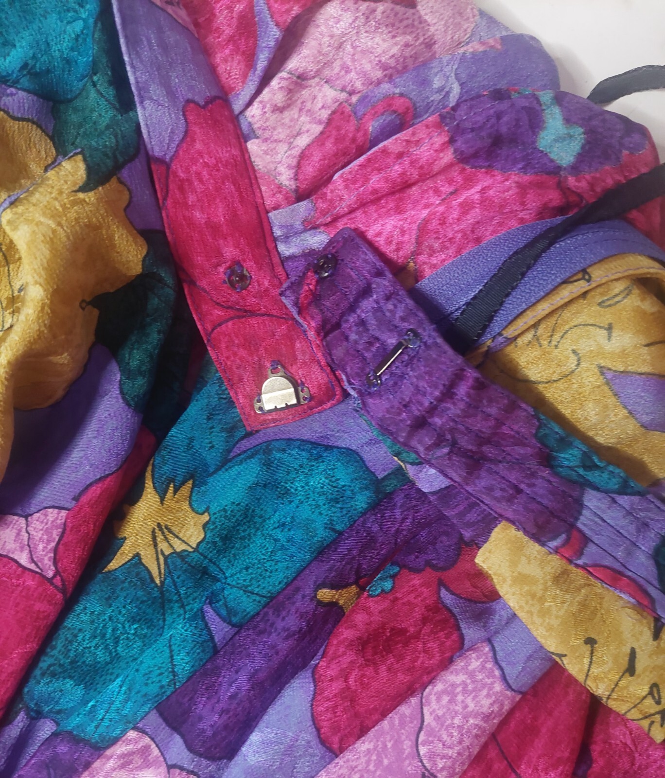 Vintage UMI Collections Anne Crimmins Size 14 Purple Floral Skirt Set 100% Silk