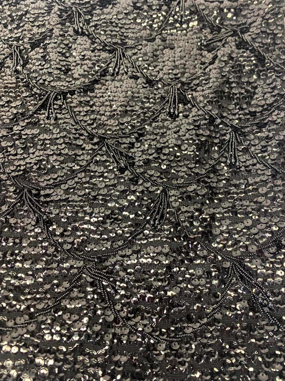 Vintage Sequin Beaded Blouse Black Flapper Top Imperial Imports Hong Kong 50s