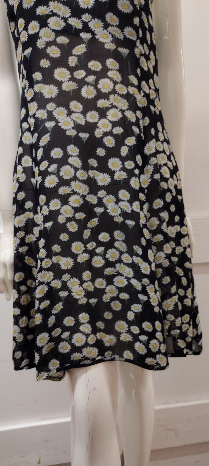 Escada Sport 1990s Daisies Sheer Sundress Grunge Cross Backless ITALY 36 Medium