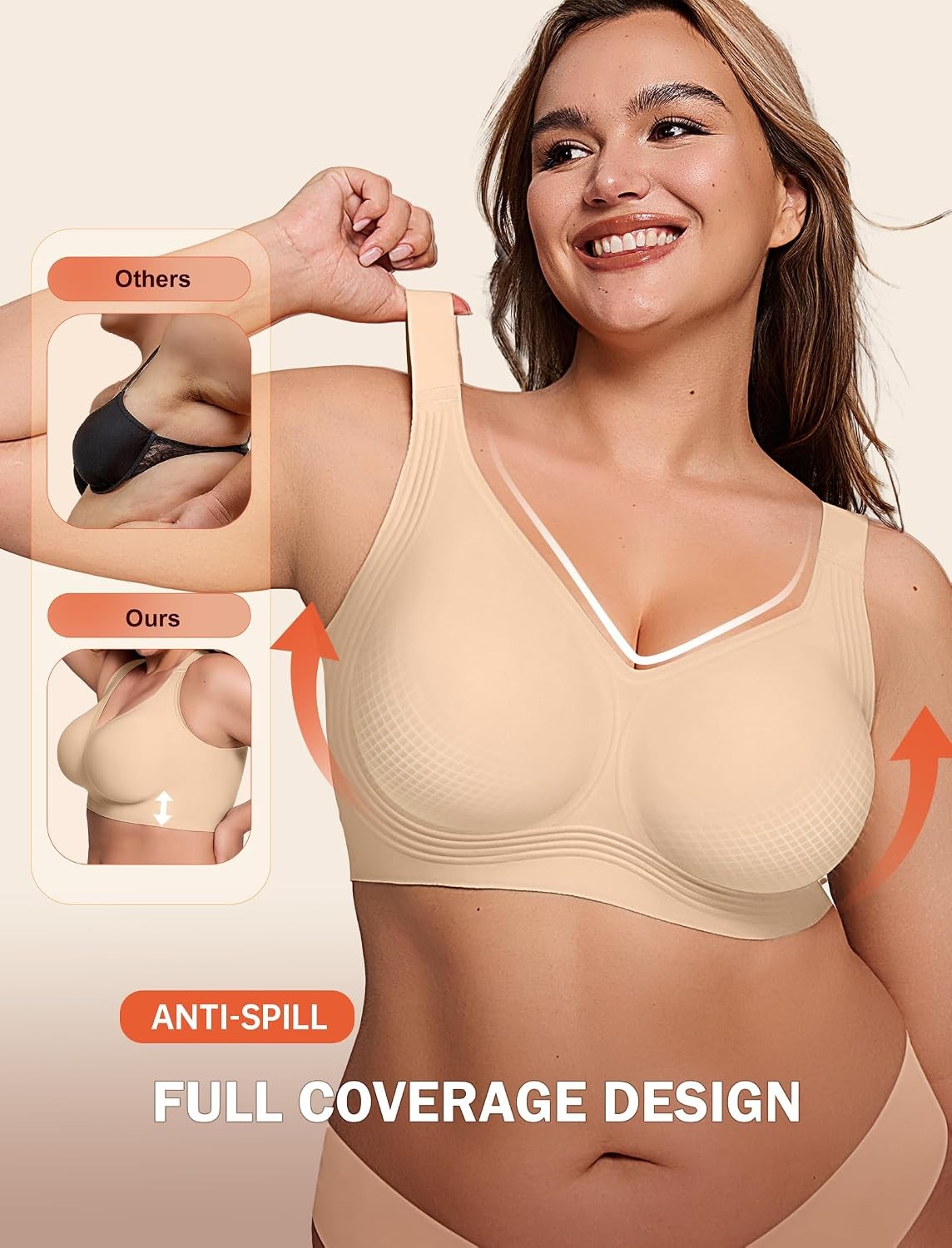 LetsJoli Bras for Women Supportive Wireless Push Up Bra Full Coverage No