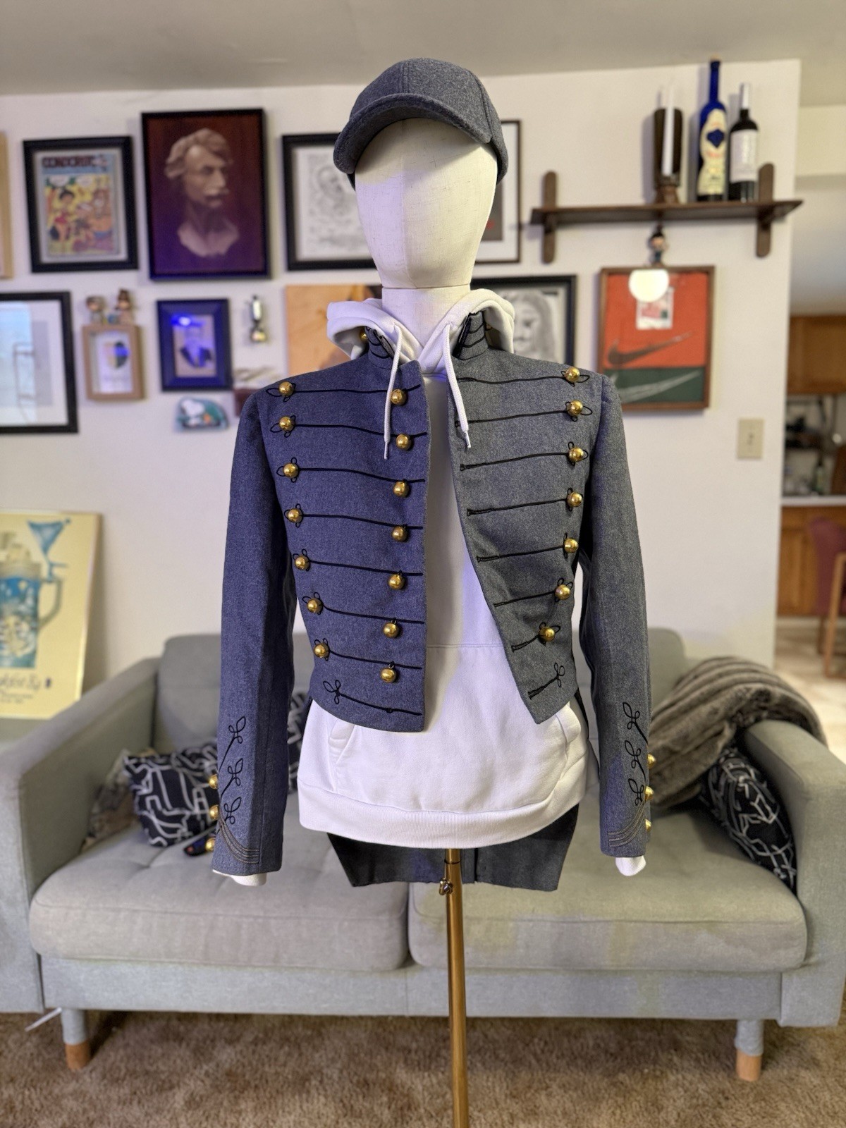 Vintage 90s West Point Cadet Military Jacket Gray Wool Size 35 (S) Made USA