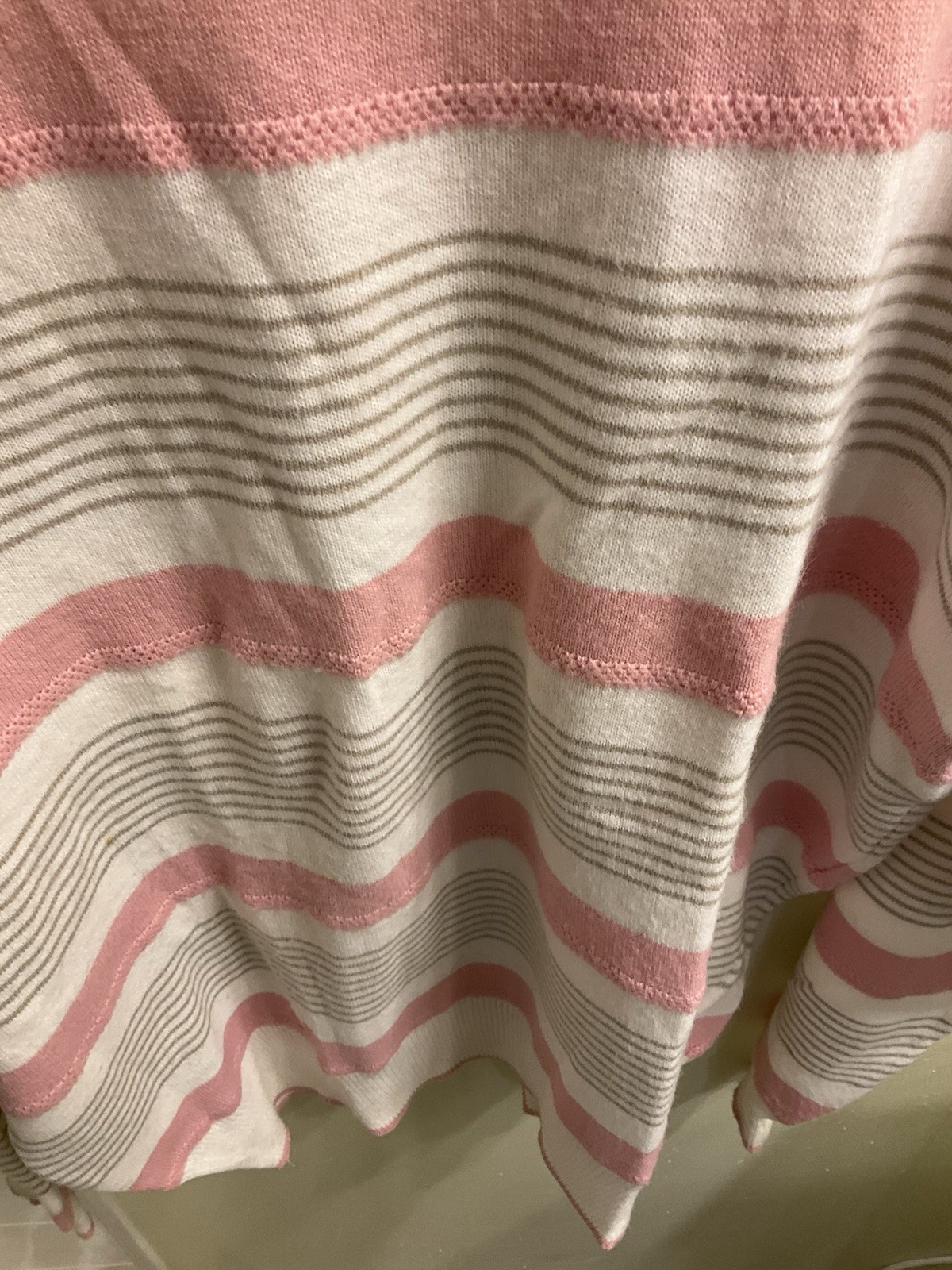 Vintage Christian Dior Women Orlon Crew neck sweater pink stripe Medium 80s USA
