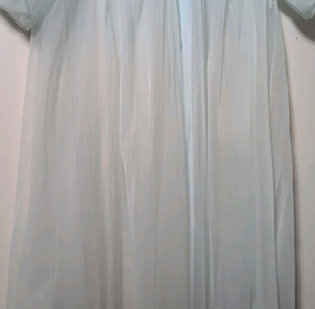 Vtg Shadowline Light Blue Nylon Lace Chiffon Robe Sheer Sz Large