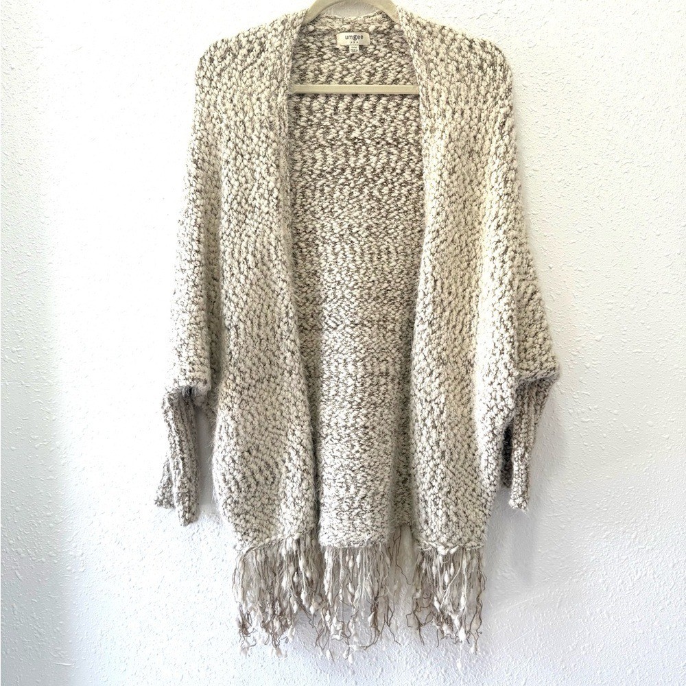 Umgee dolman sleeve Textured Fringe Cardigan – Cream S/M