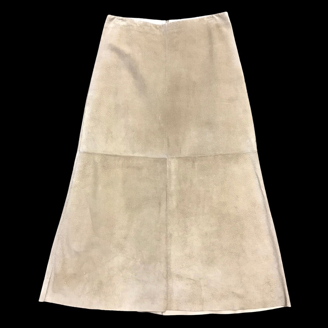 Rozae Nichols Brown Suede A Line Patchwork Midi Skirt Raw Hem 90’s Vintage M