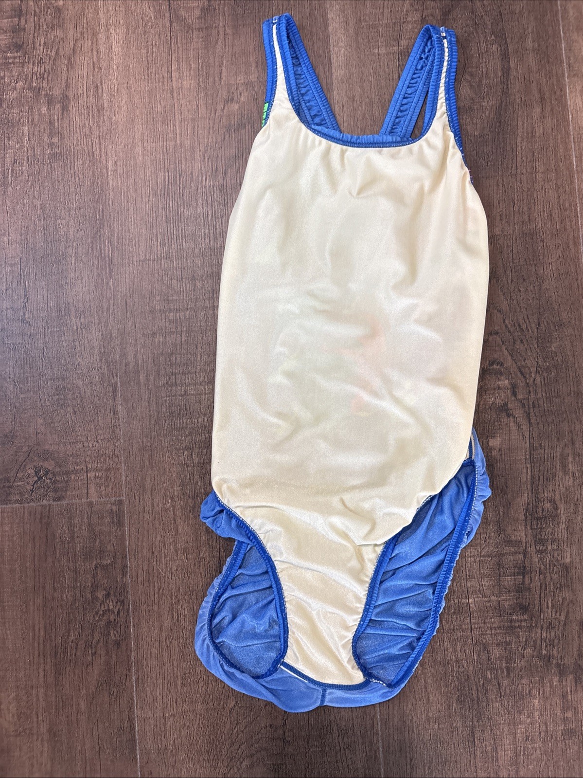 Vintage 90&rsquo;S SPEEDO Womens 14 38 Blue Vaporwave Rainbow Racerback USA Antron