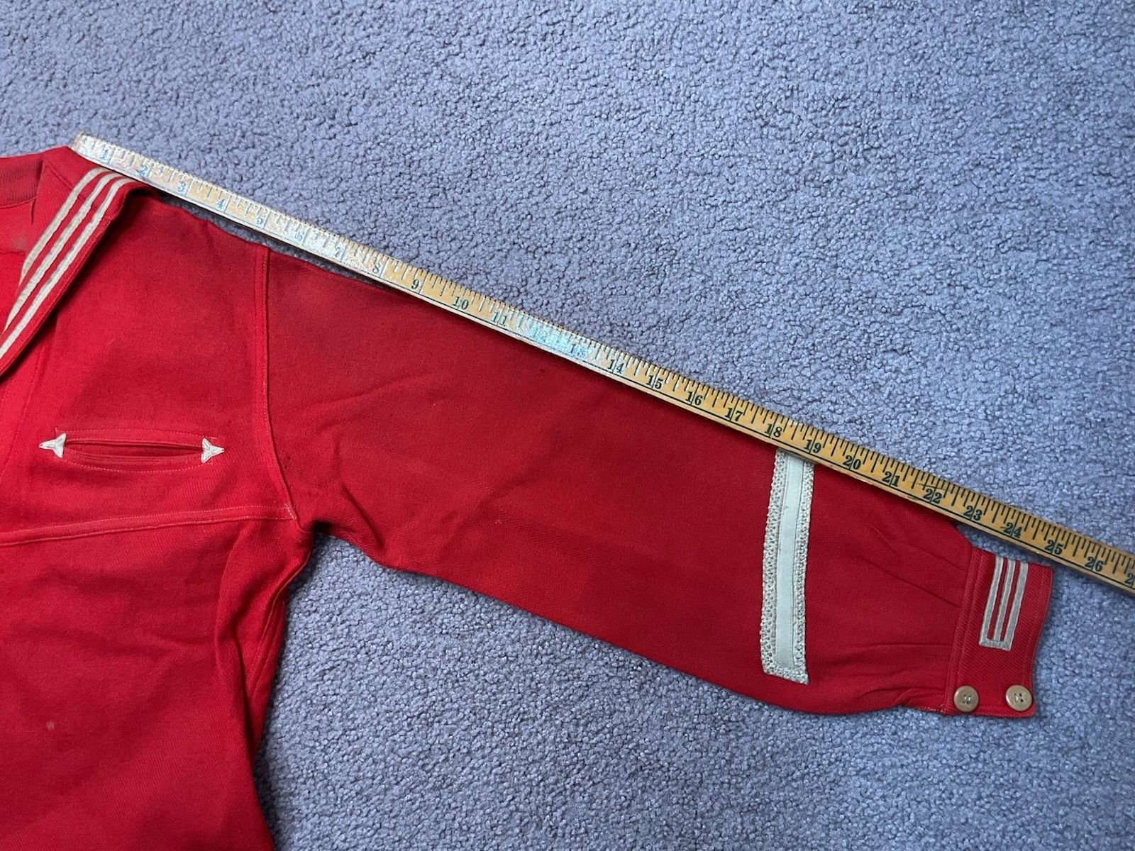 Early 1920’s Red Wool Sailor Style Uniform Shirt Blouse Pullover With Patch