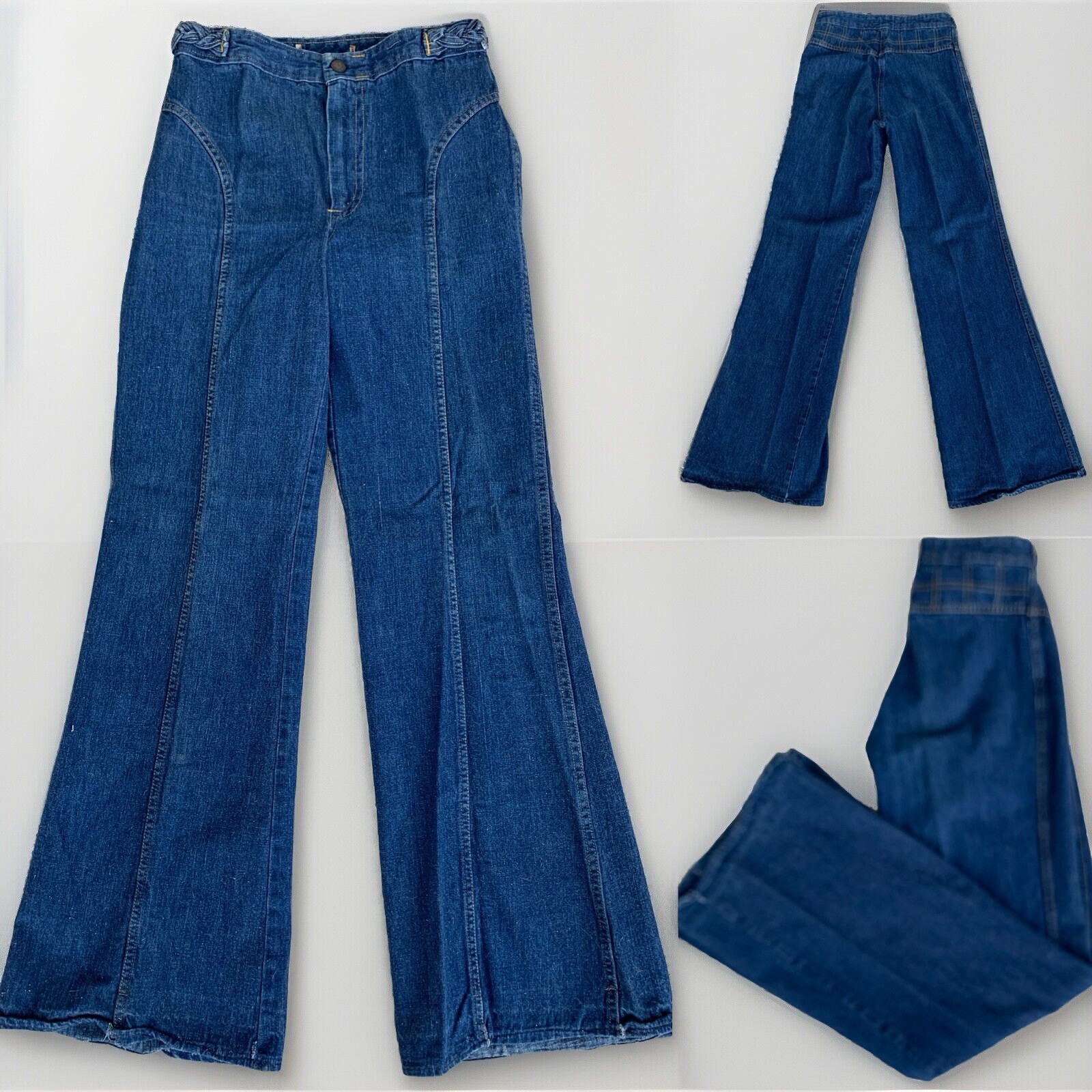 Vintage Bell Bottoms Bell Botton Jeans 70s 1970s Talon 42 Zipper 28L 26 Waist