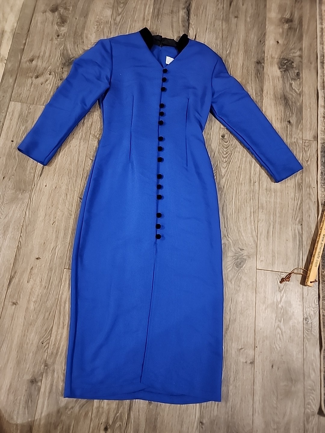 Vintage Scarlett Blazer Dress 1980s Shoulder Pads Velvet Collar 19&Prime; Chest Sz M L