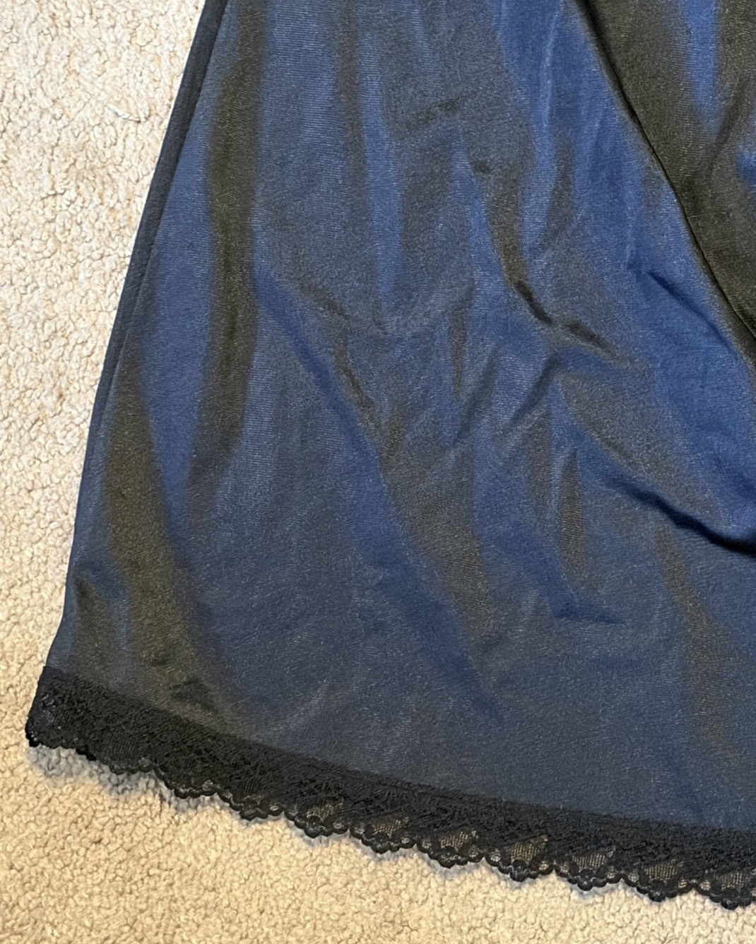 Cabernet Large Half Slip Black Long Lingerie Lace Hem 32 Inches Long No Slit