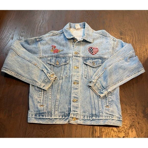 Vintage NRA Denim Jacket Blue Embossed National Rifle Association USA Small
