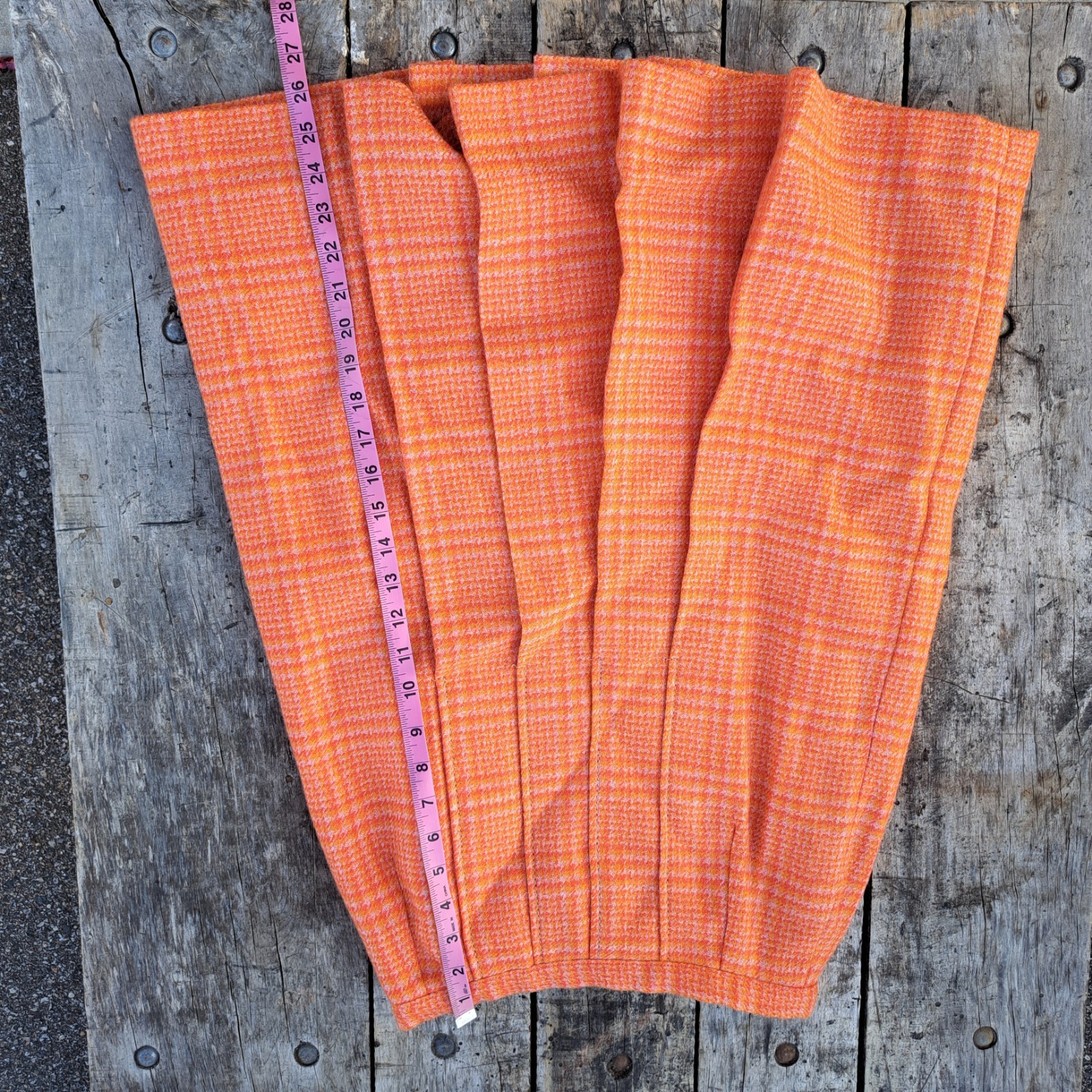 Vintage Wool Pleated Orange Preppy School Girl Skirt Size 0/2 XS 1950&rsquo;s 60&rsquo;s