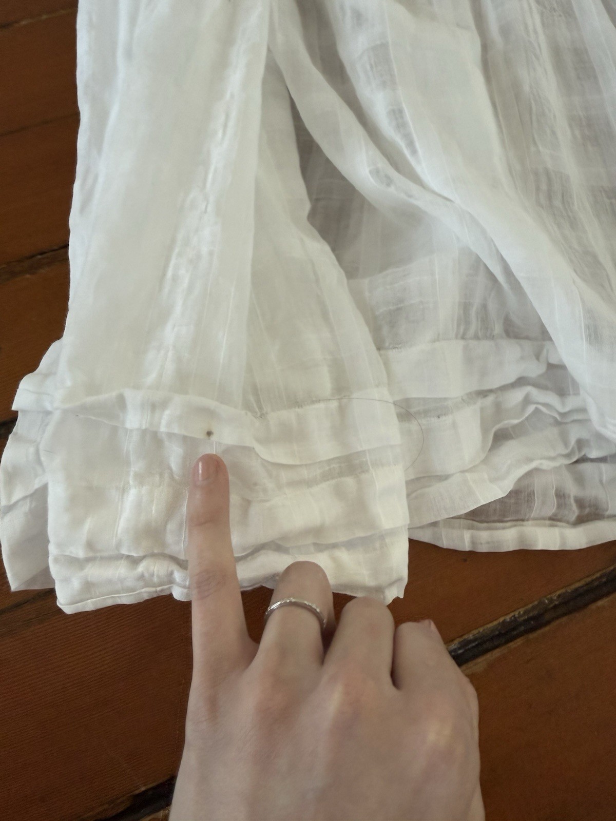 Antique Edwardian Sheer Windowpane Cotton Voile Skirt w Boned/Corseted Waist