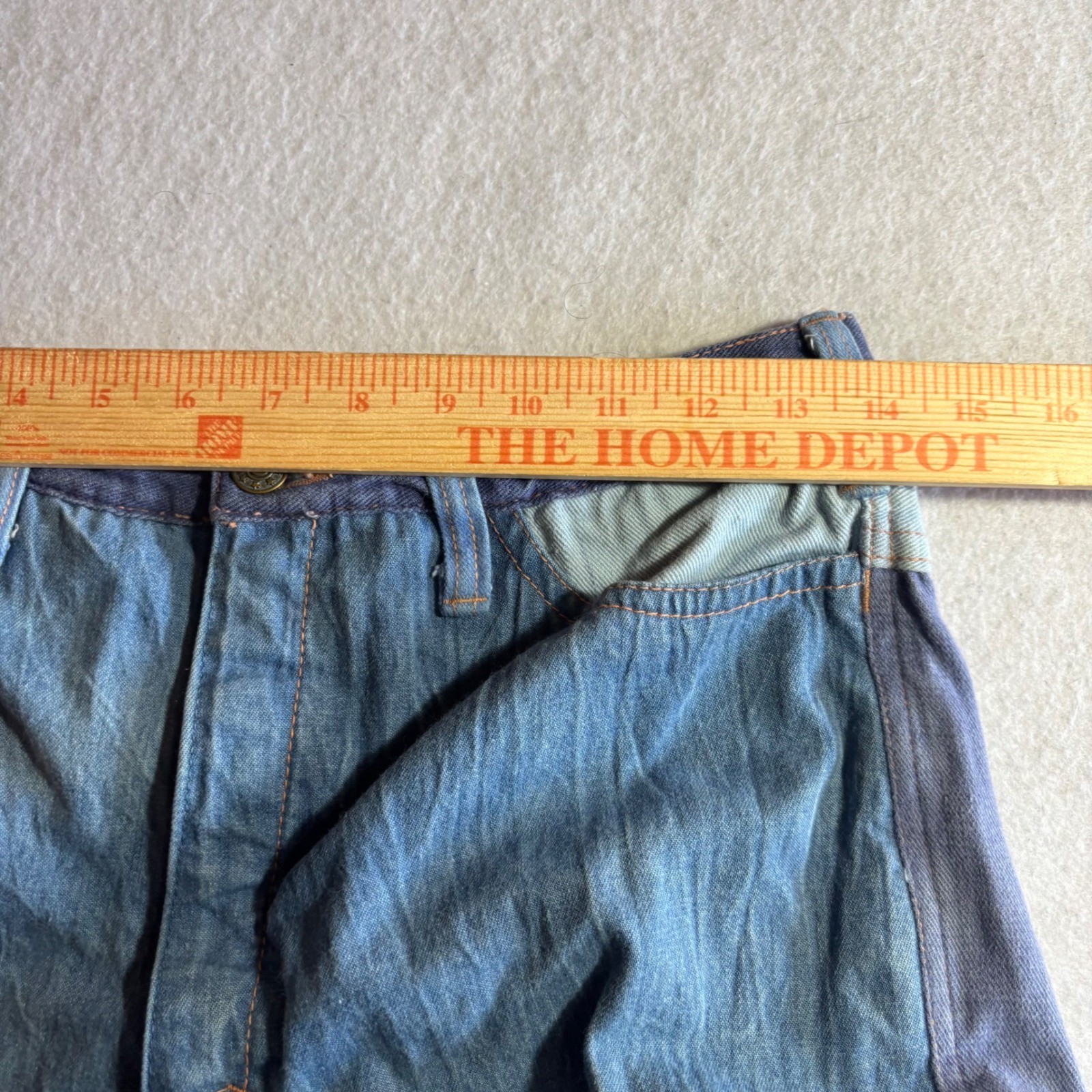 Vintage 1950s Patchwork Jeans Bell Bottom Flare Denim 100% Cotton Size 12