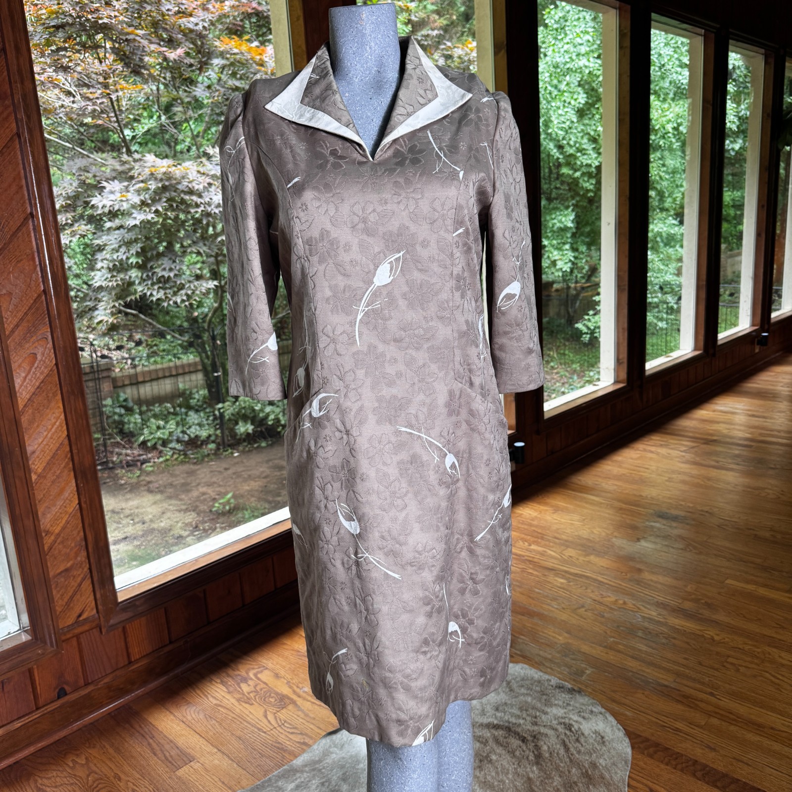 Vintage Gene Roye Mod Inspired Brocade Jacquard Shift Dress Retro Revival Medium