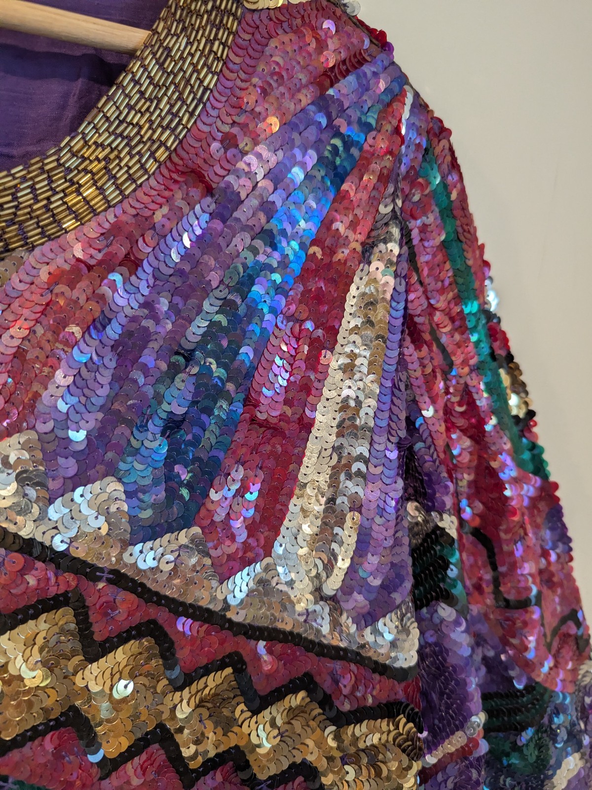 80s 90s Vintage Sequin Beaded Silk Top Art To Wear Cocktail Evening 2X Plus Glam